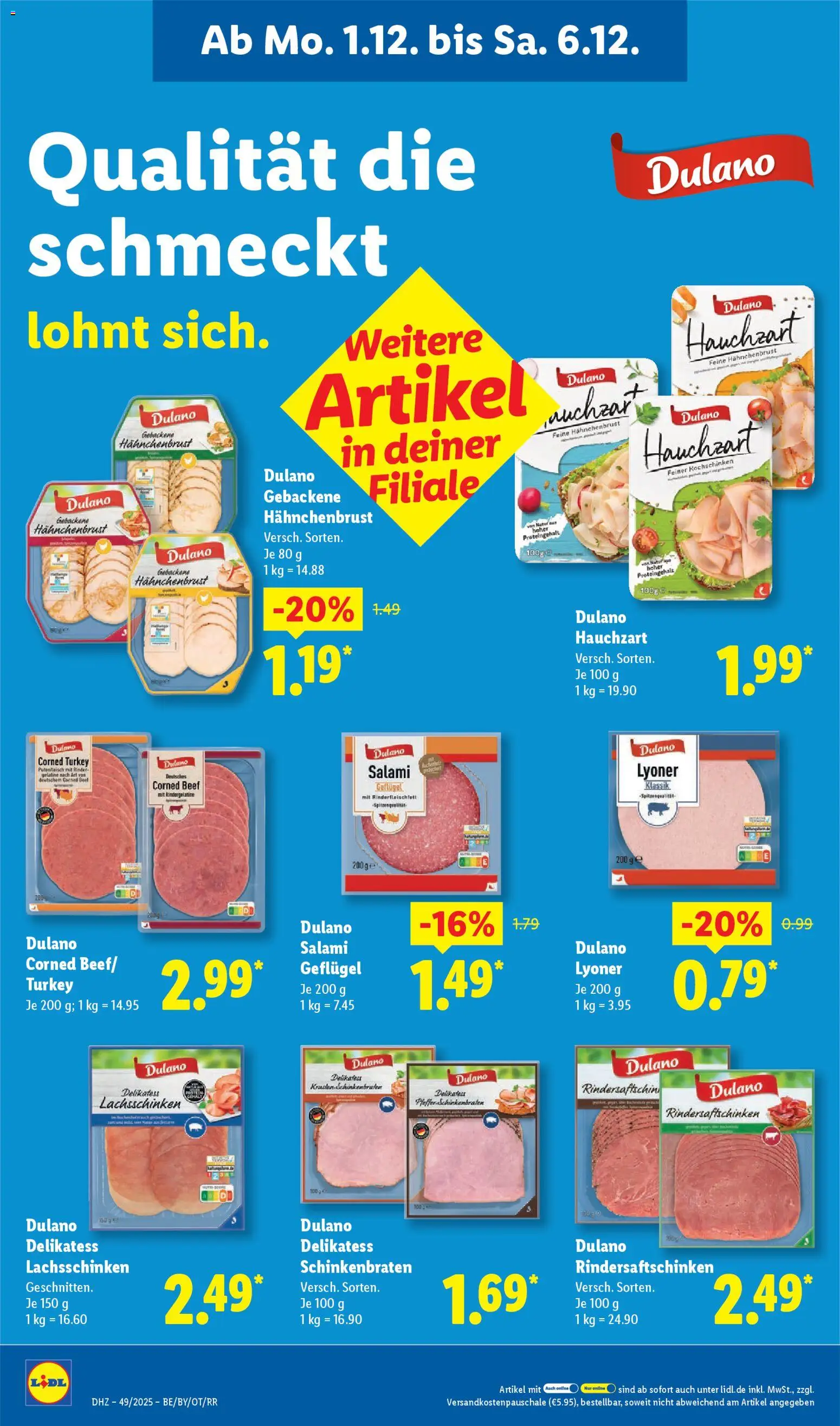 Lidl Prospekt Bestwig – gültig ab 01.12.2025 | Seite: 20 | Produkte: Salami, Hahnchenbrust