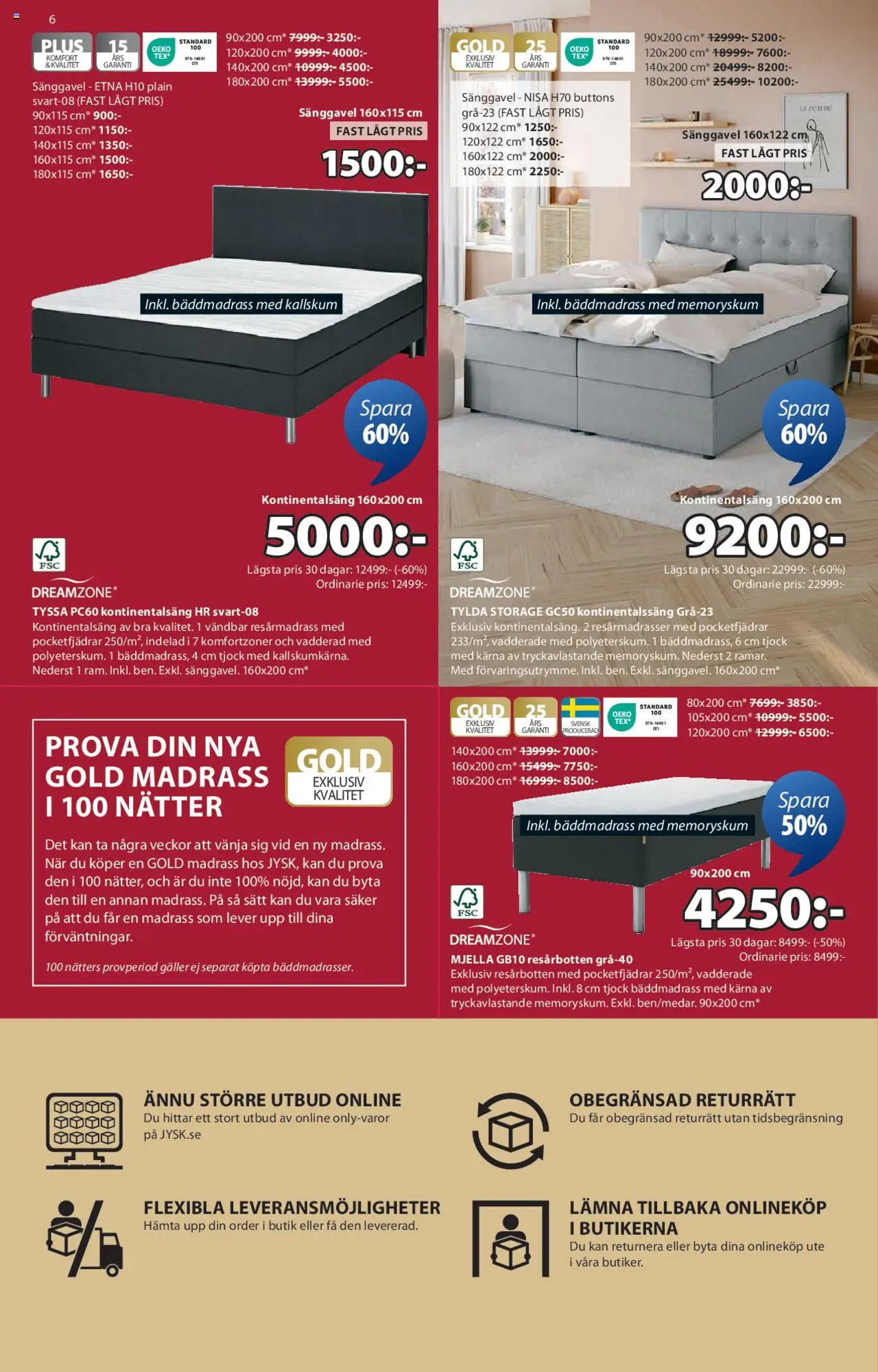 JYSK reklamblad aktuell från 09.06.2025 | Sida: 6 | Produkter: Resårmadrass, Sänggavel, Madrass, Galler