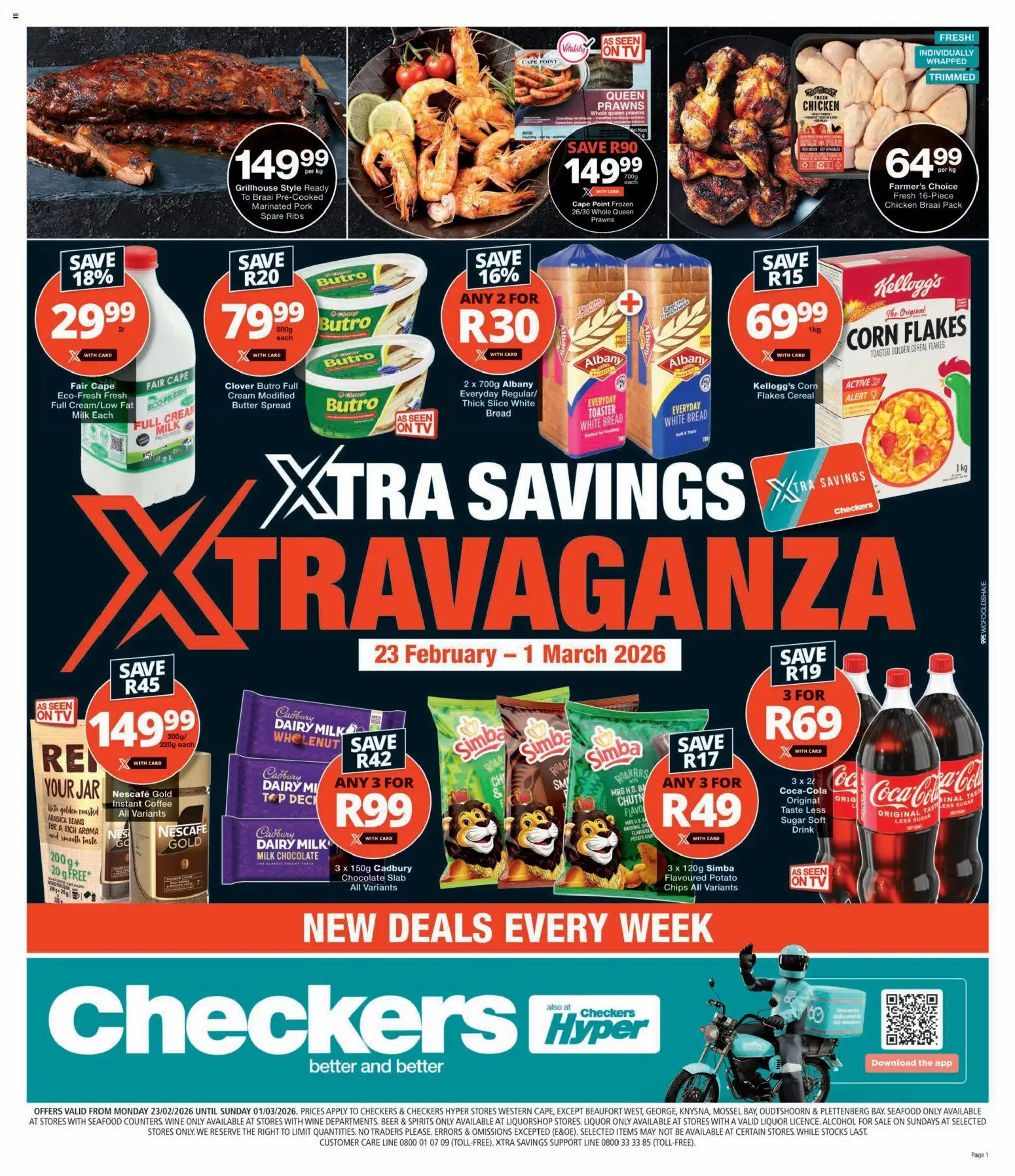 New Checkers catalogue – valid from 23.02.2026 | Page: 1 | Products: Ribs, Chocolate, Cream, Estuche organizador de viaje