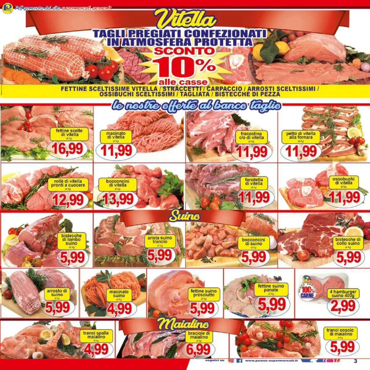Volantino Pewex del 18.08.2025 | Pagina: 3 | Prodotti: Arrosto, Suino, Prosciutto, Hamburger