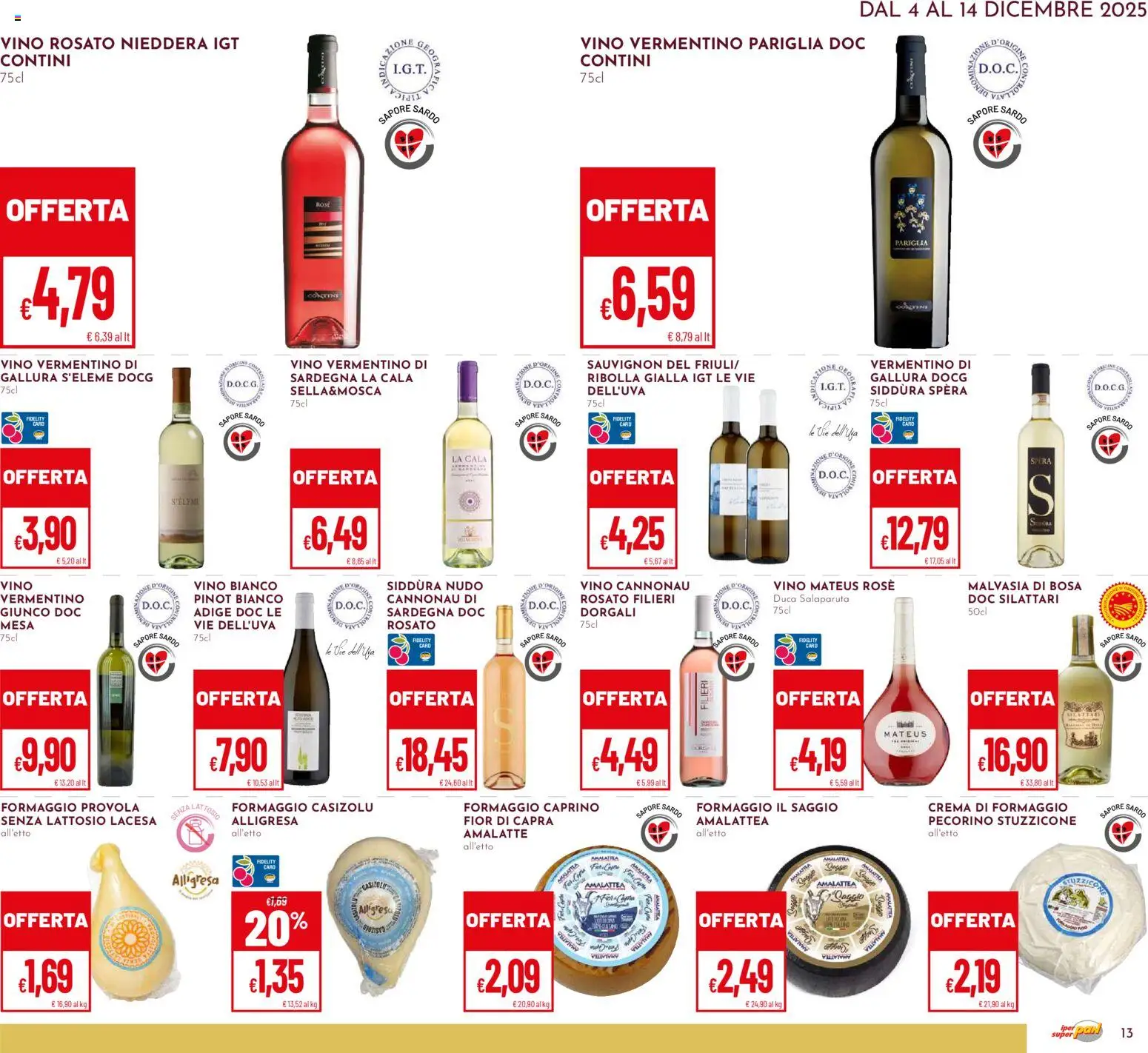 Volantino Pan del 04.12.2025 | Pagina: 13 | Prodotti: Crema, Vino, Provola, Pecorino