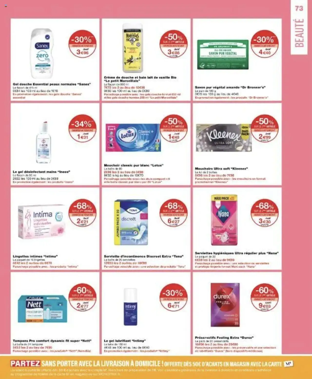  | Page: 73 | Produits: Tampons, Mouchoirs, Douche, Pain