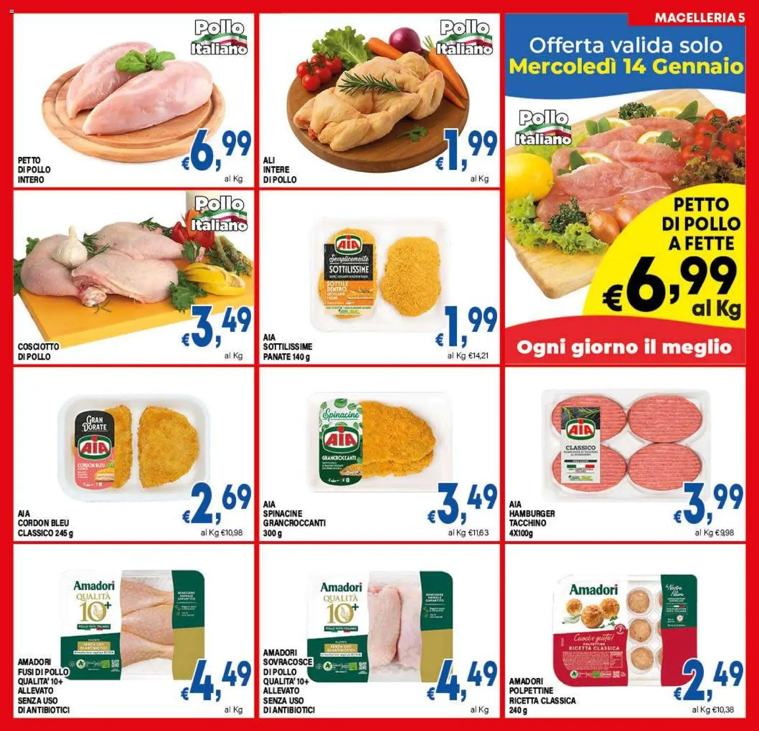 Volantino DEM del 07.01.2026 | Pagina: 5 | Prodotti: Petto di Pollo, Pollo, Tacchino, Hamburger