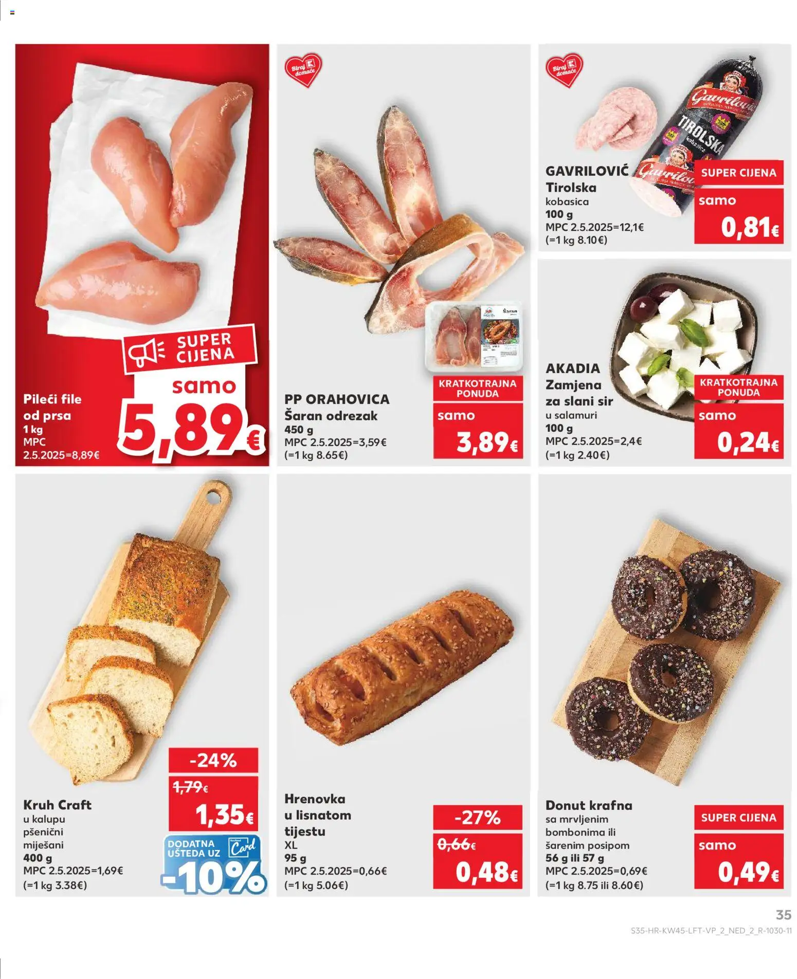 Kaufland katalog | vrijedi od 05.11.2025 | Stranica: 35 | Proizvodi: Sir, Pileći file, Kruh, Kobasica