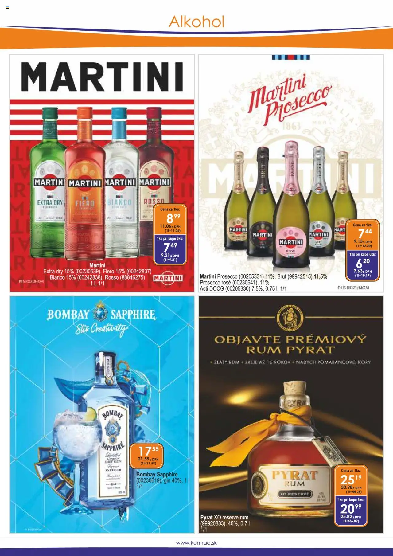 KON - RAD leták │ platný od 01.08.2025 | Strana: 3 | Produkty: Prosecco, Gin, Alkohol, Rum
