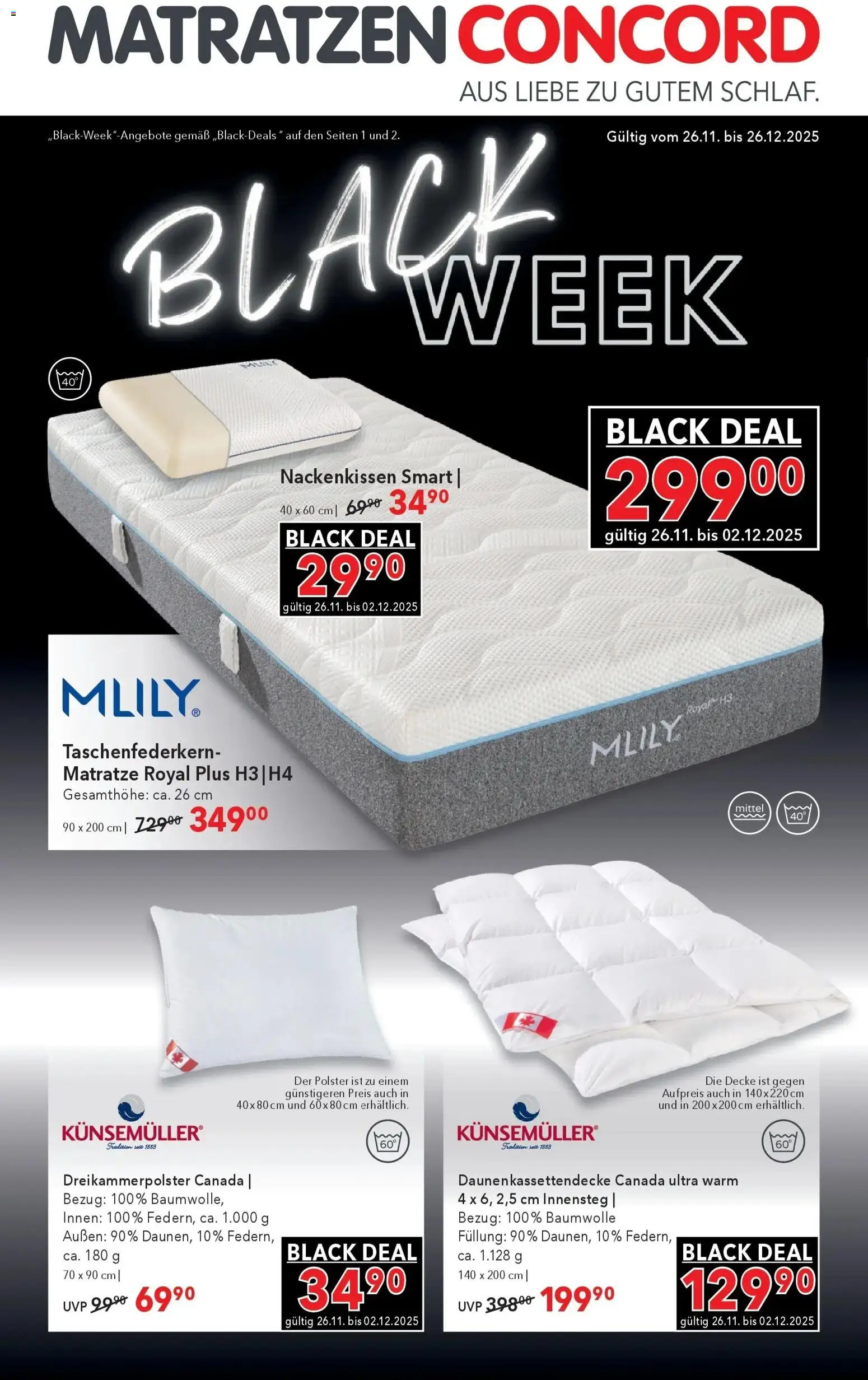 Matratzen Concord Villach gültig ab 26.11.2025 | Seite: 1 | Produkte: Matratze, Decke