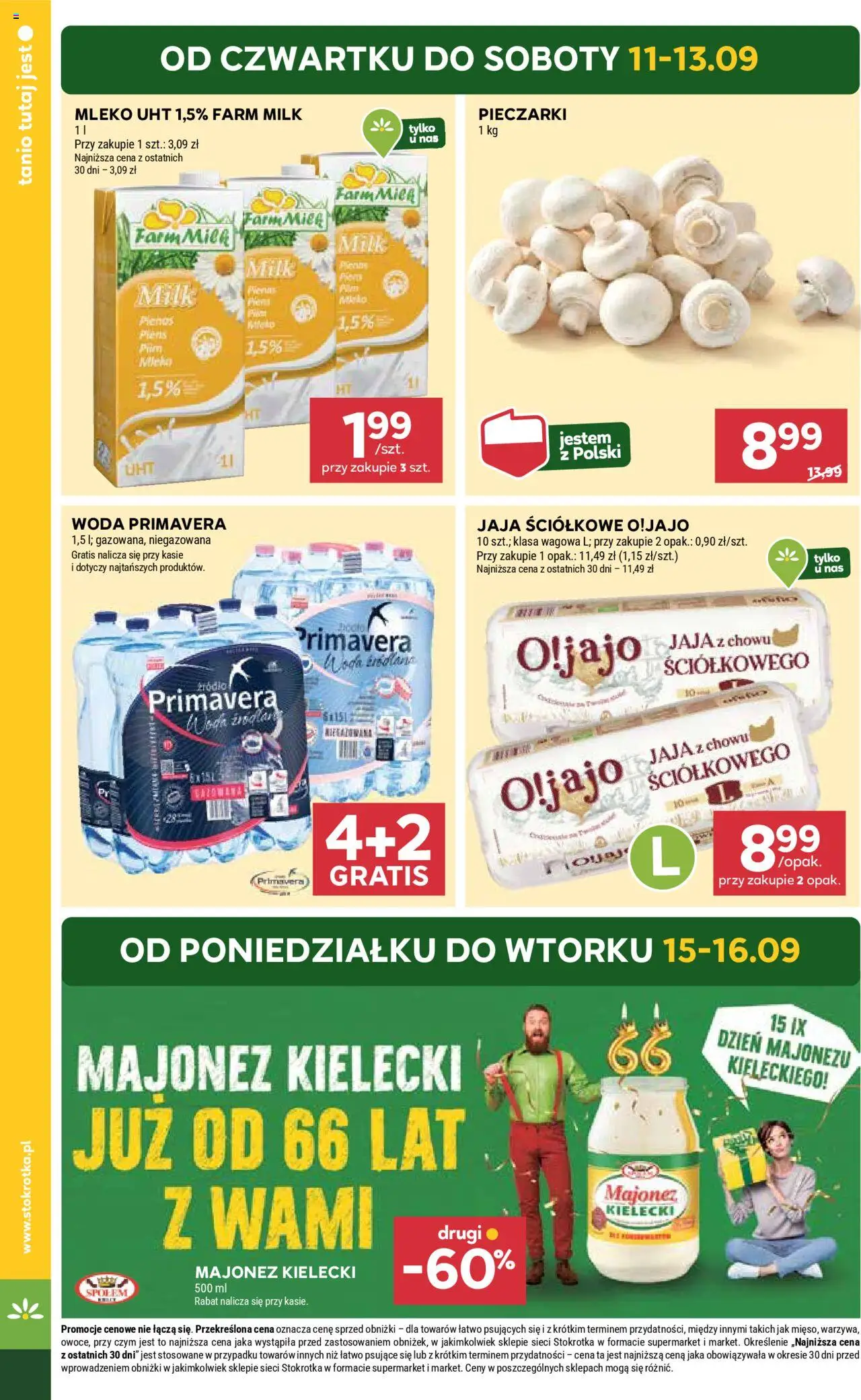 Stokrotka Gazetka od 11.09.2025 | Strona: 4 | Produkty: Pieczarki, Woda, Warzywa, Majonez