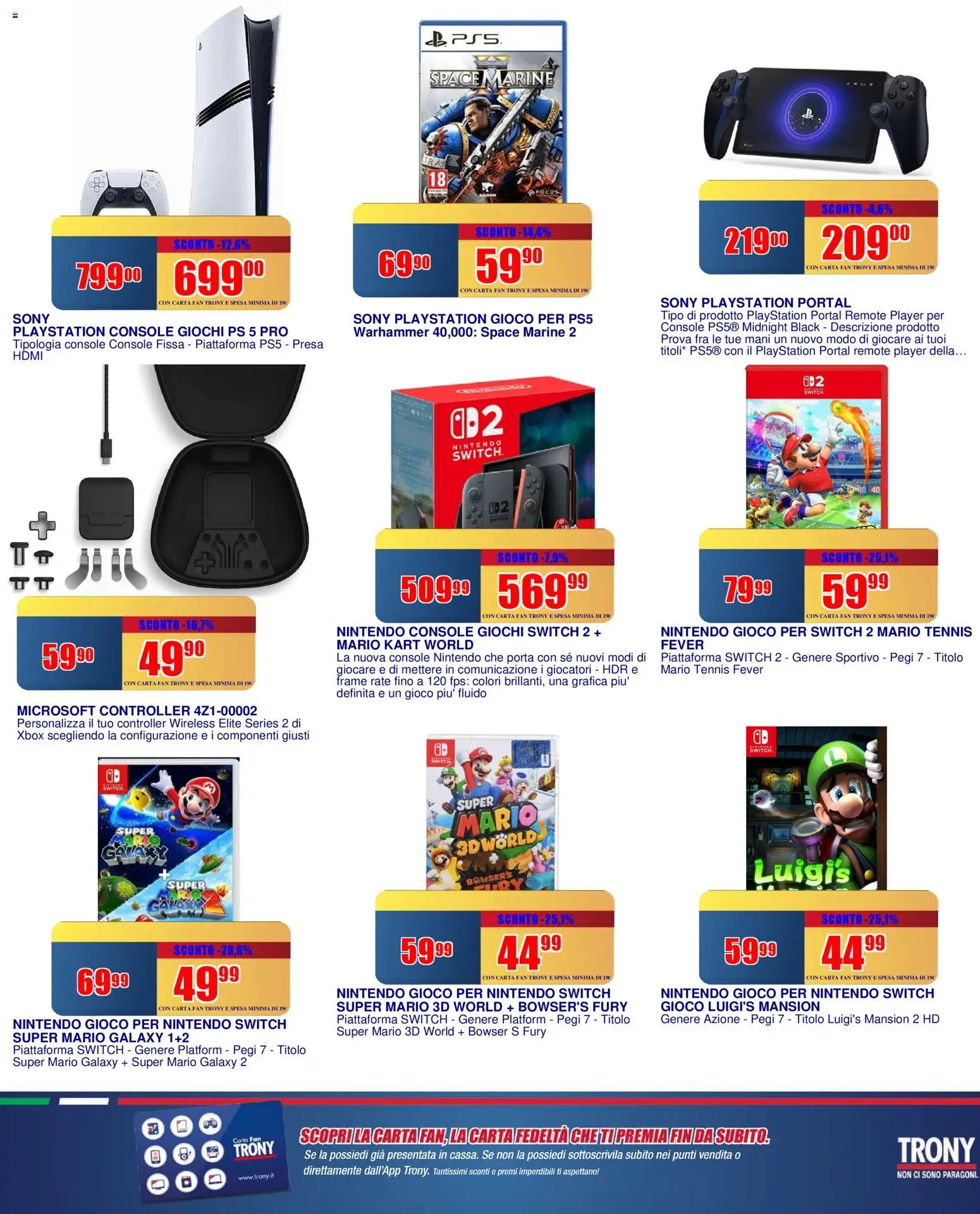 Volantino Trony del 02.04.2026 | Pagina: 25 | Prodotti: Playstation, Gioco, Fan, Presa