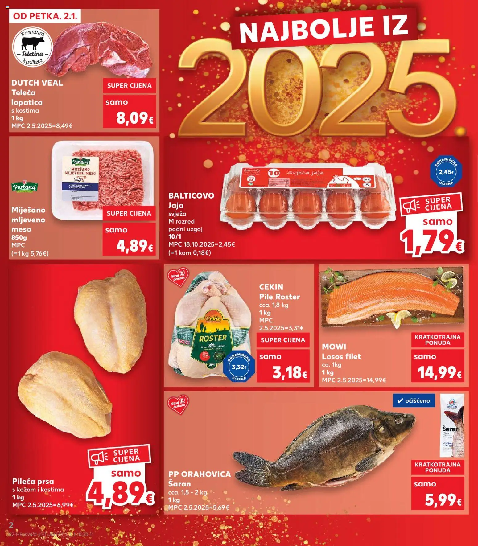 Kaufland katalog | vrijedi od 02.01.2026 | Stranica: 2 | Proizvodi: Mljeveno meso, Losos, Lopatica, Pileća prsa