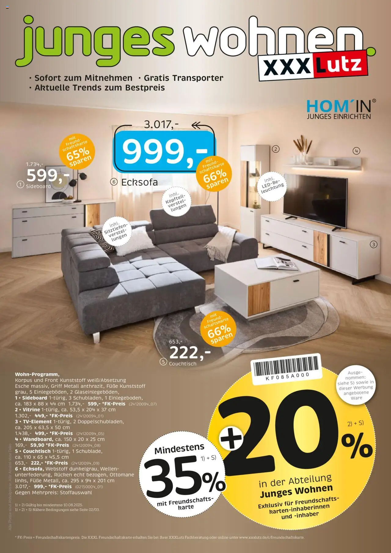 XXXL Lutz Junges Wohnen - gültig ab dem 28.07.2025 | Seite: 1 | Produkte: Sideboard, Ecksofa, Couchtisch