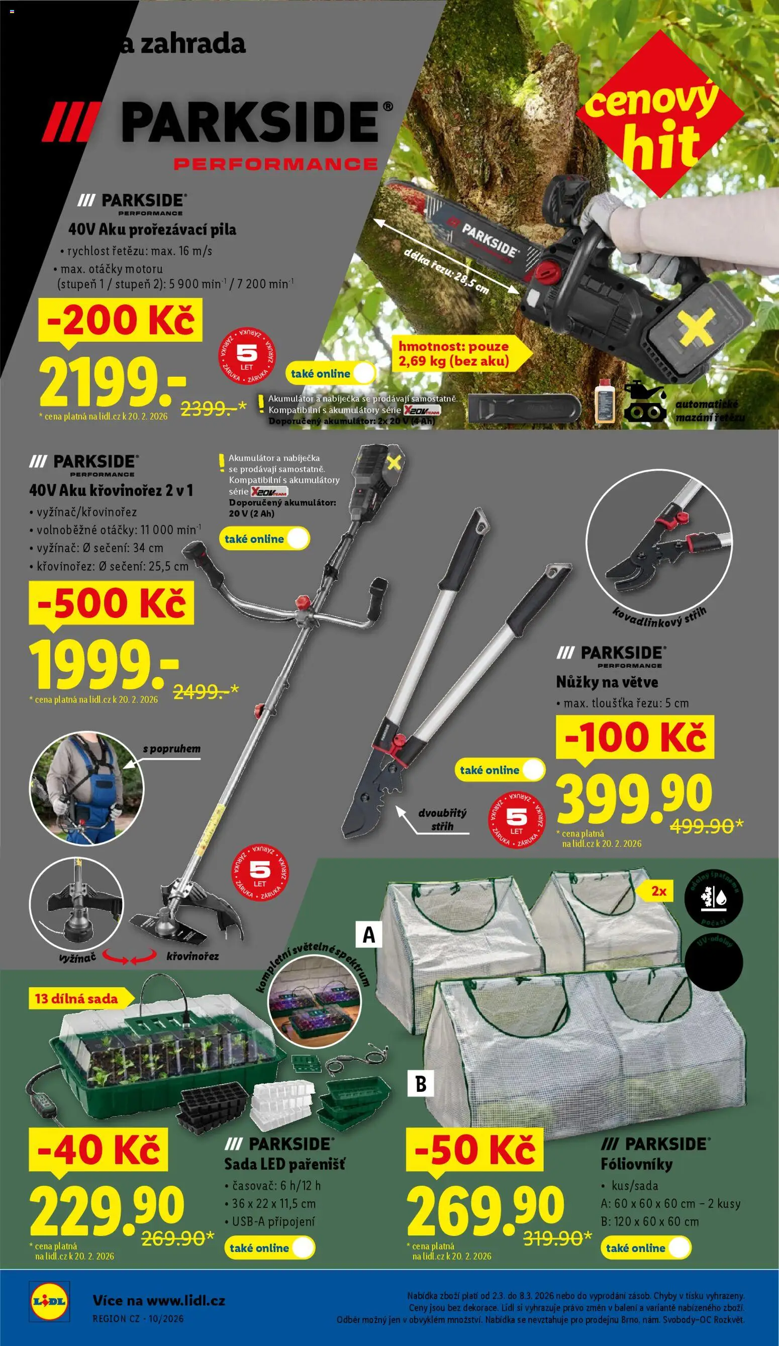 Lidl leták - Spotřební zboží od 02.03.2026 | Strana: 10 | Produkty: Parkside, Nůžky na větve, Pila, LED