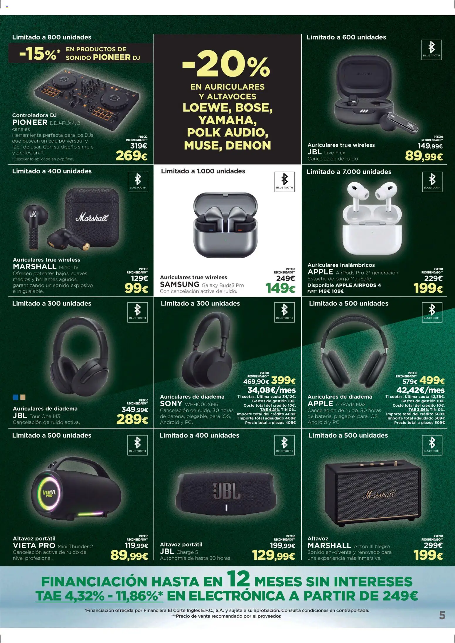 El Corte Inglés Black Friday │ válido desde el 24.11.2025 | Página: 5 | Productos: Altavoces, Airpods, Auriculares, Altavoz