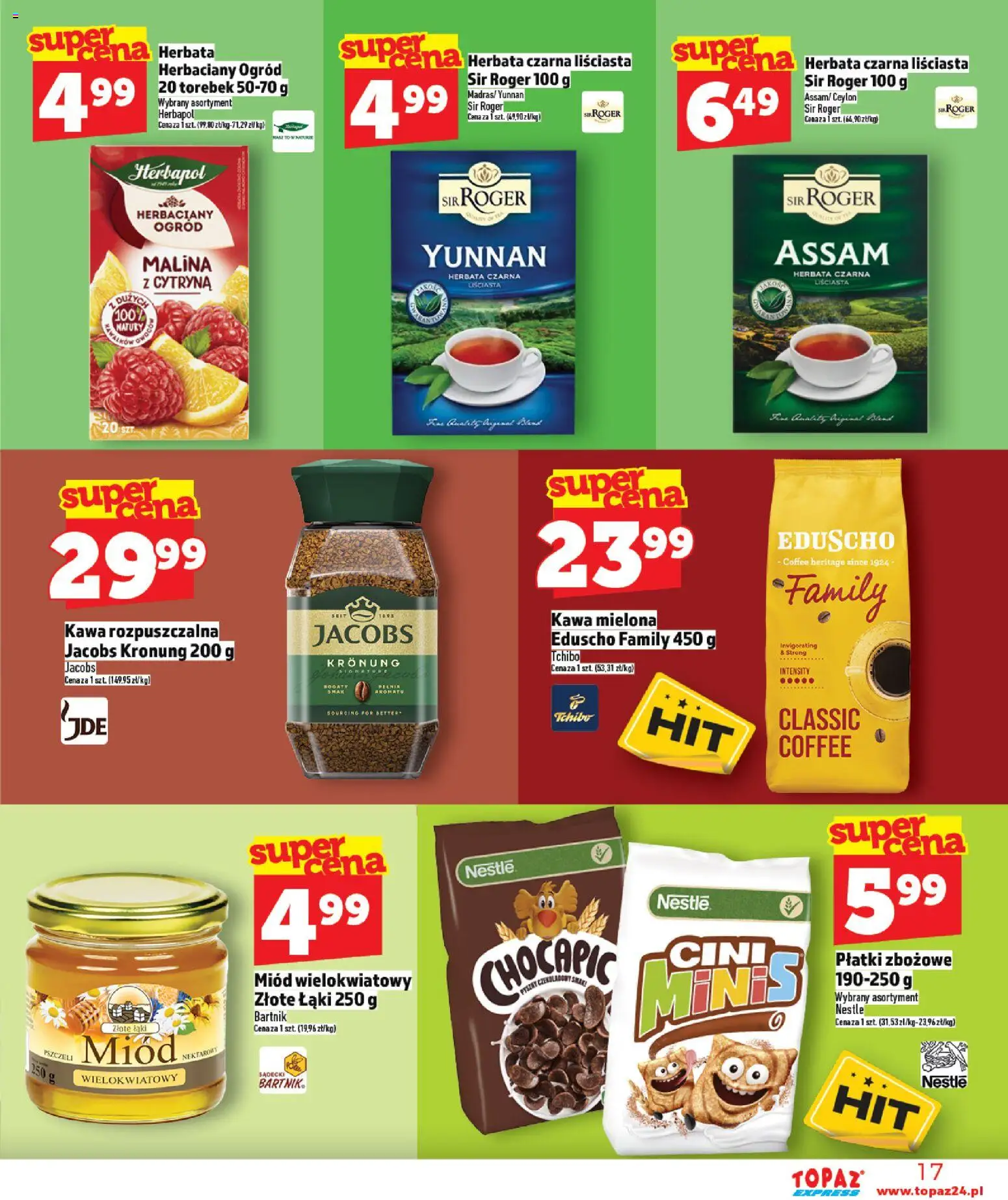 Topaz Gazetka - Express od 05.02.2026 | Strona: 17 | Produkty: Malina, Miód, Kawa rozpuszczalna, Tchibo