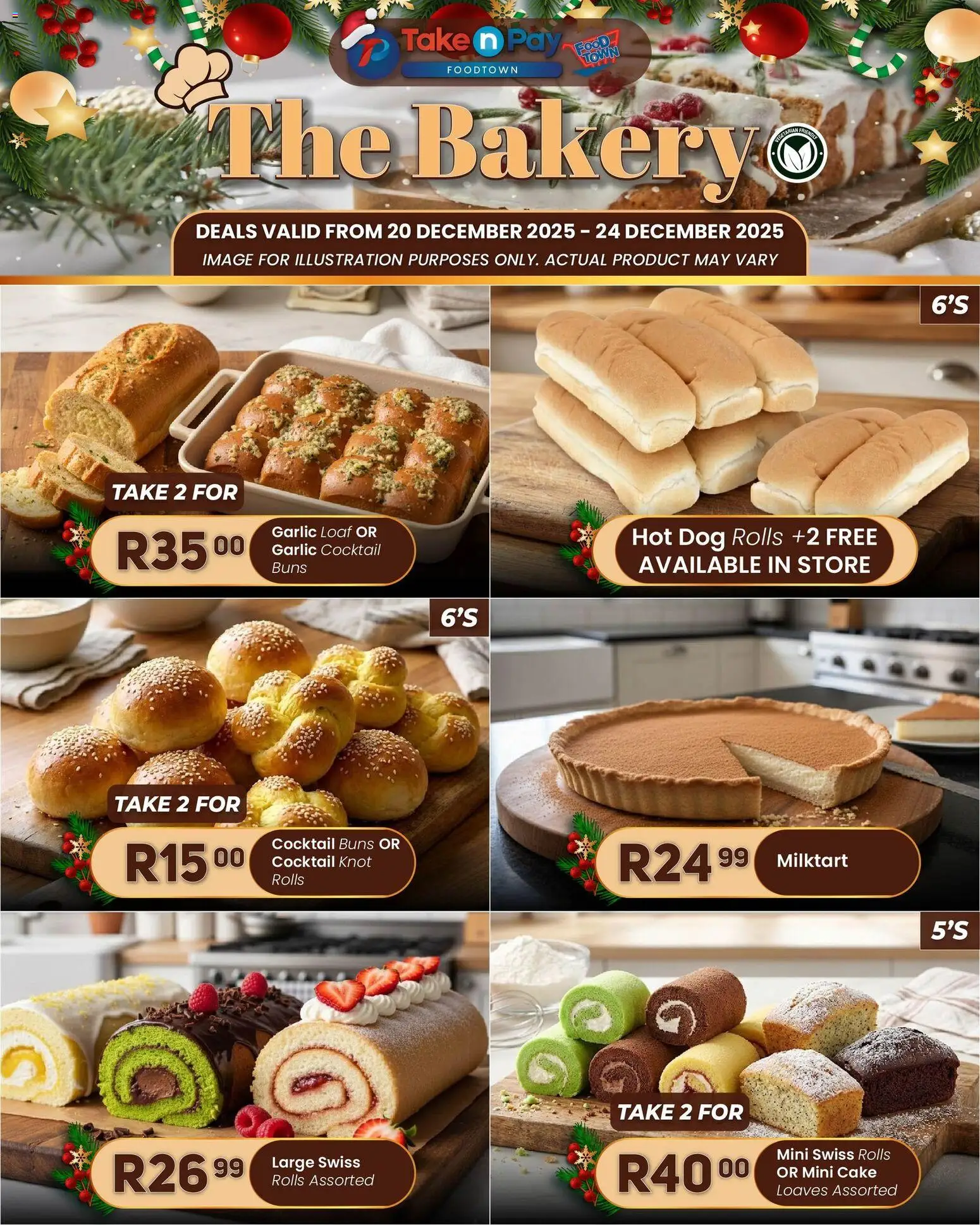 New Take n Pay catalogue – valid from 20.12.2025 | Page: 1 | Products: Cake, Buns, Garlic