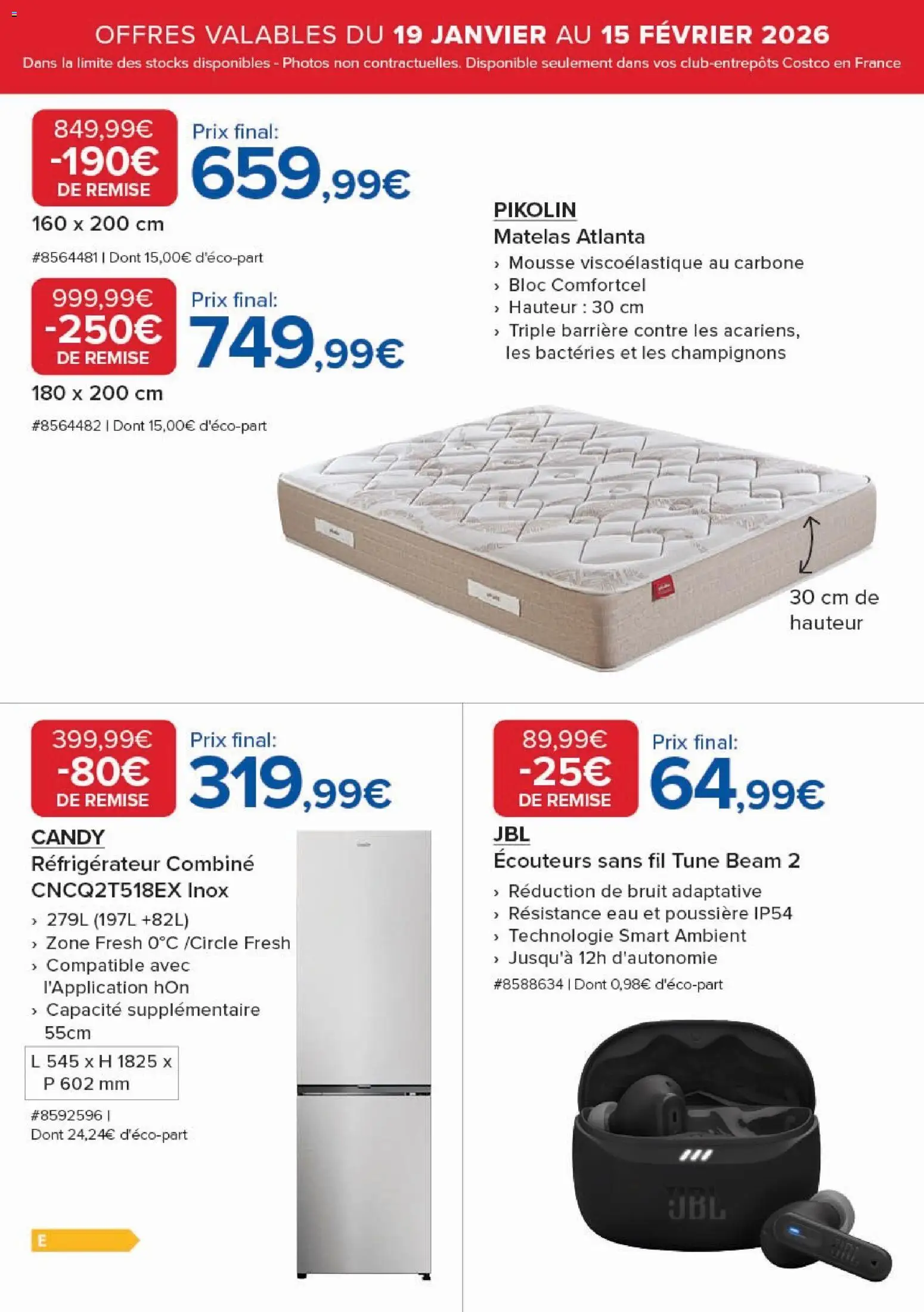 {H1} | Page: 15 | Produits: Écouteurs, Réfrigérateur, Mousse, Matelas