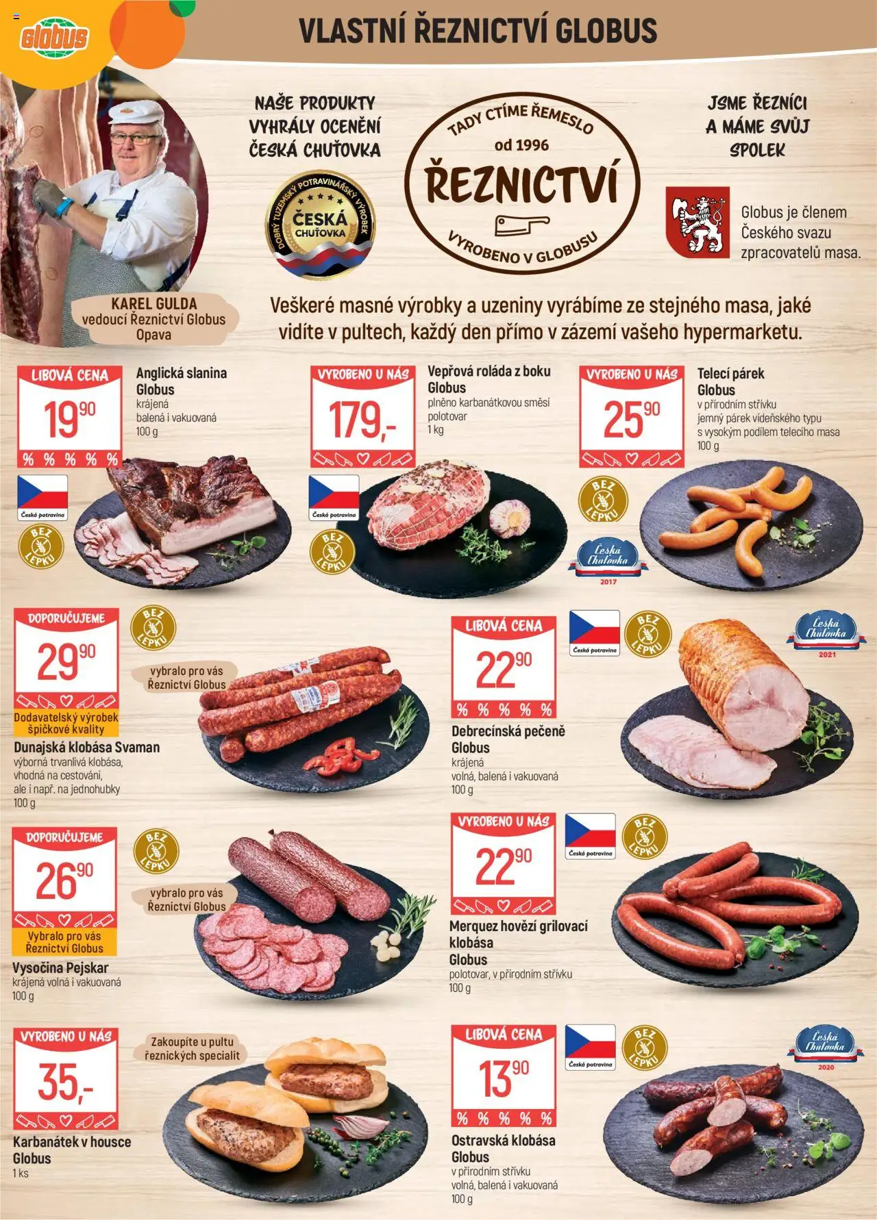 Globus leták - Opava od 13.08.2025 | Strana: 5 | Produkty: Globus, Klobása, Uzeniny, Slanina