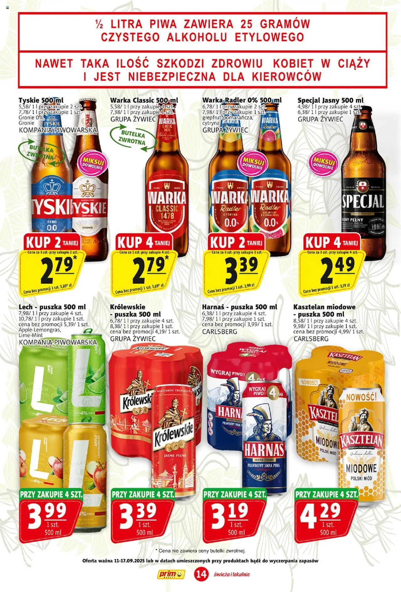 Prim Market Gazetka od 11.09.2025 | Strona: 14 | Produkty: Cytryna, Miód, Harnaś, Grejpfrut