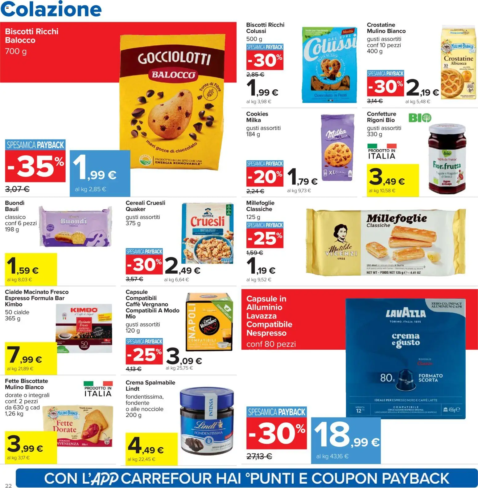 Volantino Carrefour del 07.11.2025 | Pagina: 22 | Prodotti: Crema, Cioccolato, Fette biscottate, Lavazza