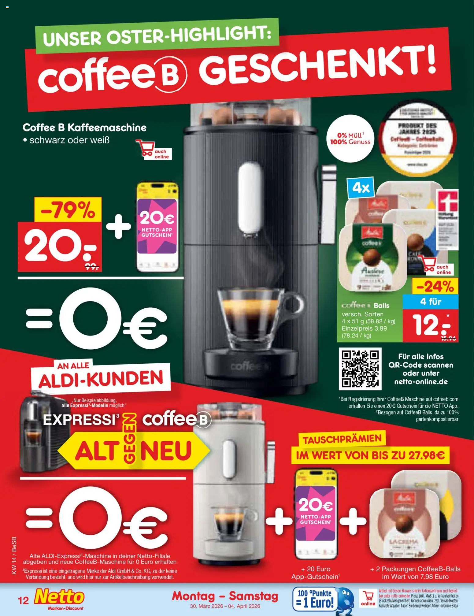 Netto Marken-Discount Prospekt 	 – gültig ab 30.03.2026 | Seite: 14 | Produkte: Kaffeemaschine