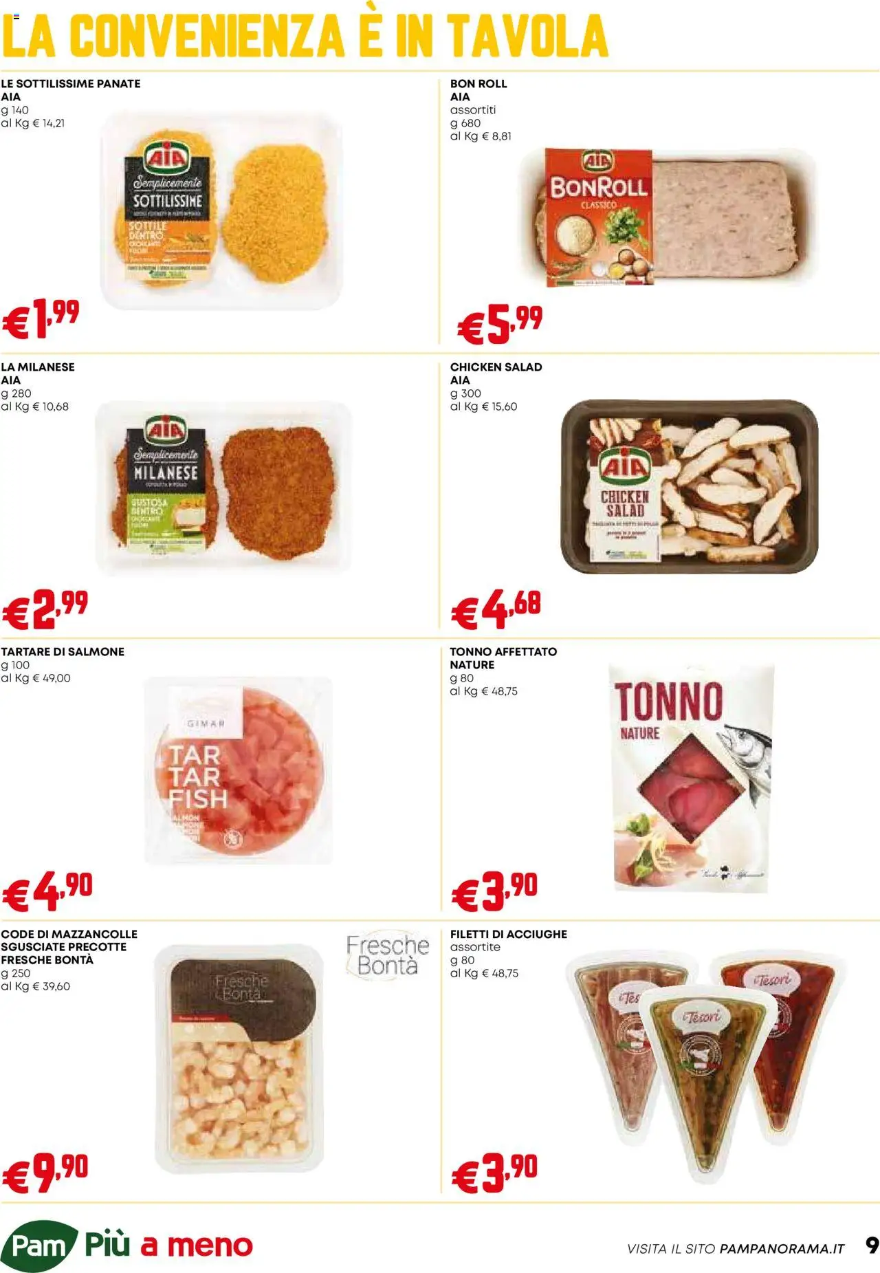 Volantino PAM del 25.09.2025 | Pagina: 9 | Prodotti: Salmone, Mazzancolle, Acciughe, Tonno