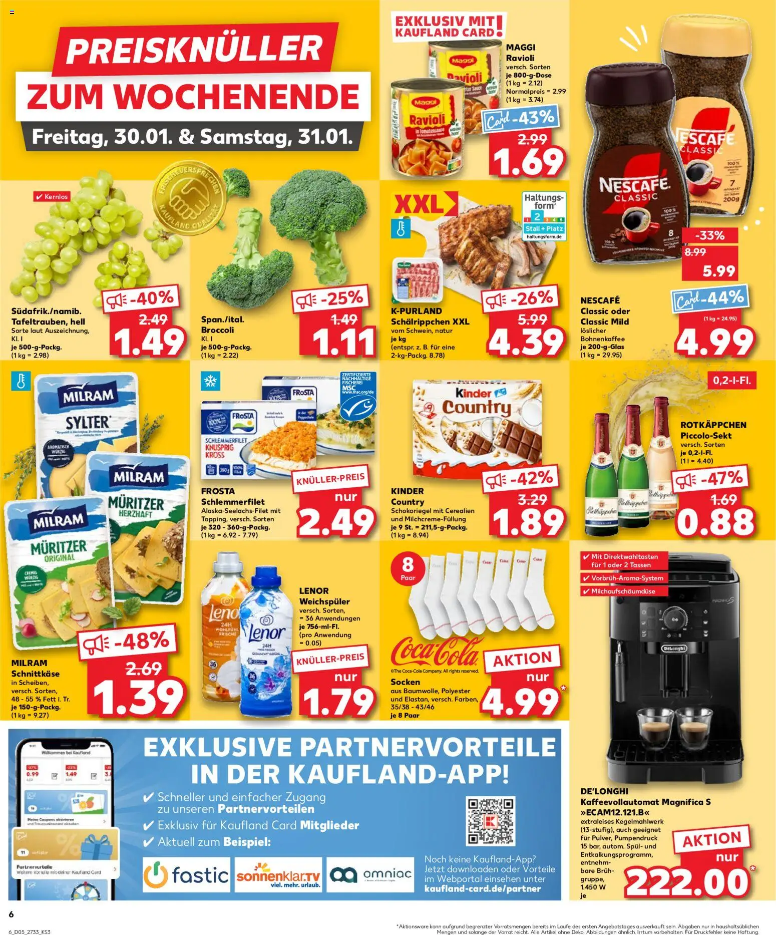 Kaufland Prospekt 	 – gültig ab 29.01.2026 | Seite: 6 | Produkte: Nescafe, Milram, Kaffeevollautomat, Kinder country