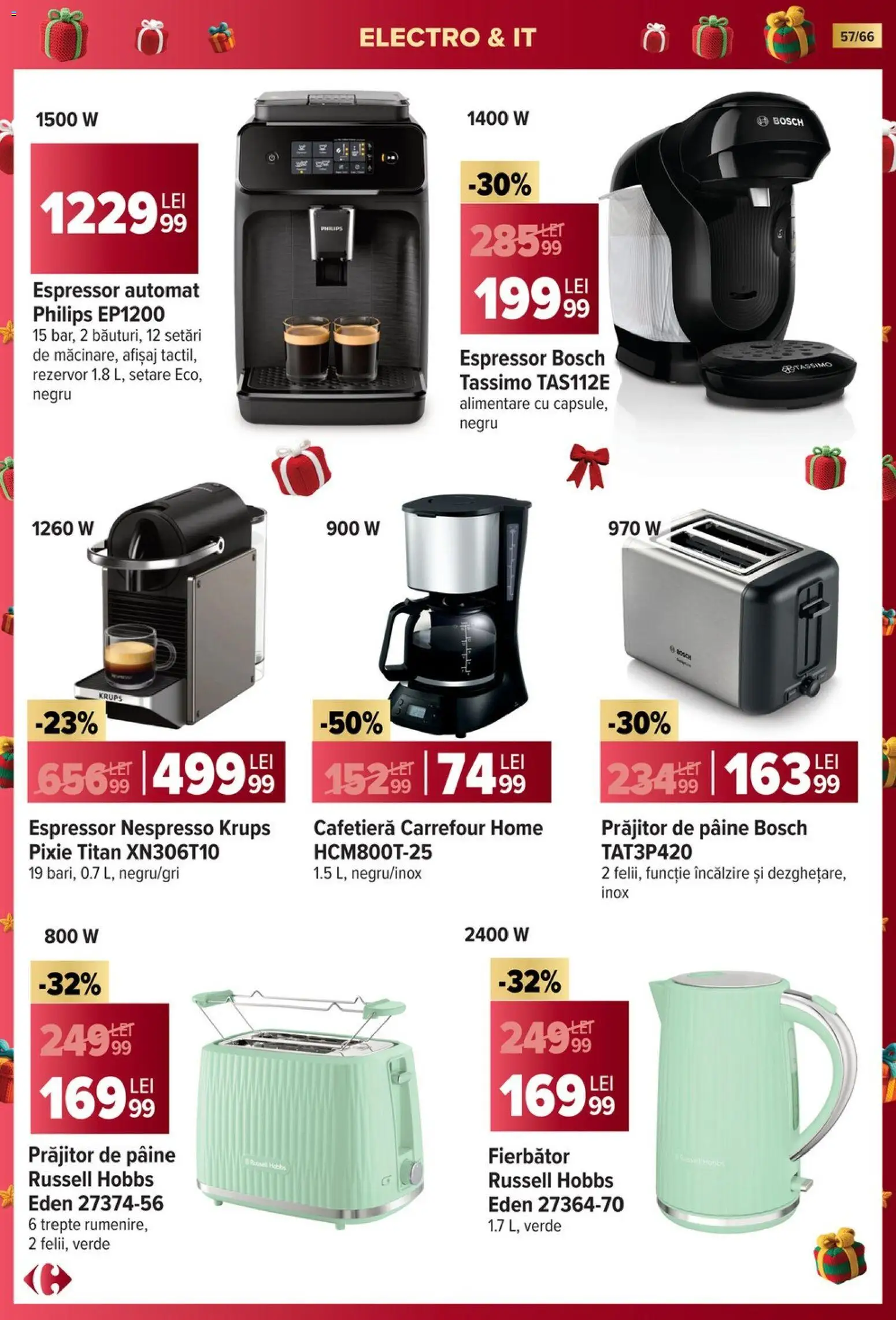 Noul catalog Carrefour – valabil de la 19.11.2025 | Pagină: 57 | Produse: Espressor, Enginar, Cafetieră, Pâine