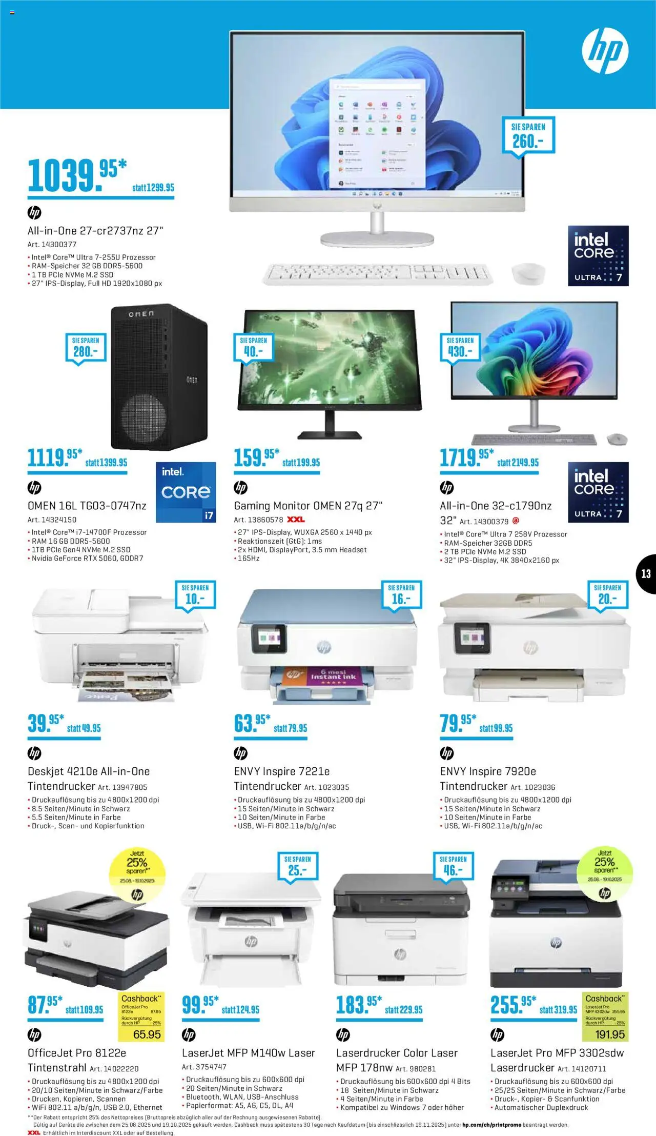 Interdiscount Aktionen ab 18.08.2025 | Seite: 13 | Produkte: Laserdrucker, Headset, Monitor, Usb