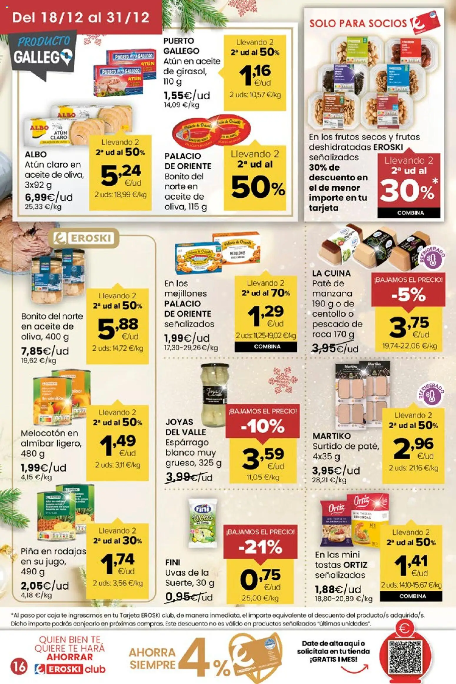 Eroski - Miramos por ti │ válido desde el 18.12.2025 | Página: 16 | Productos: Paté, Frutos secos, Manzana, Atún claro