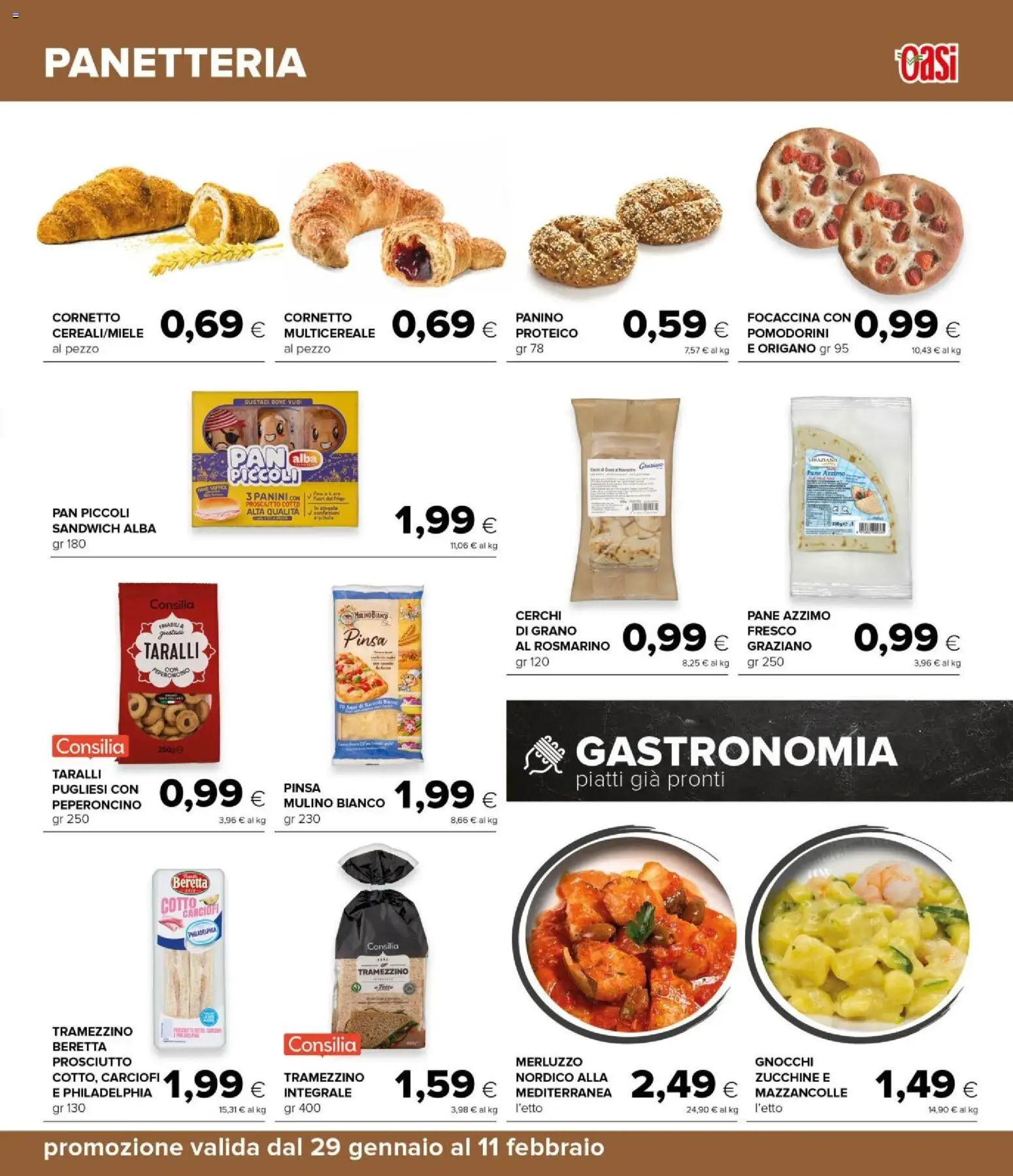 Volantino Oasi del 29.01.2026 | Pagina: 17 | Prodotti: Pomodorini, Pane, Zucchine, Gnocchi