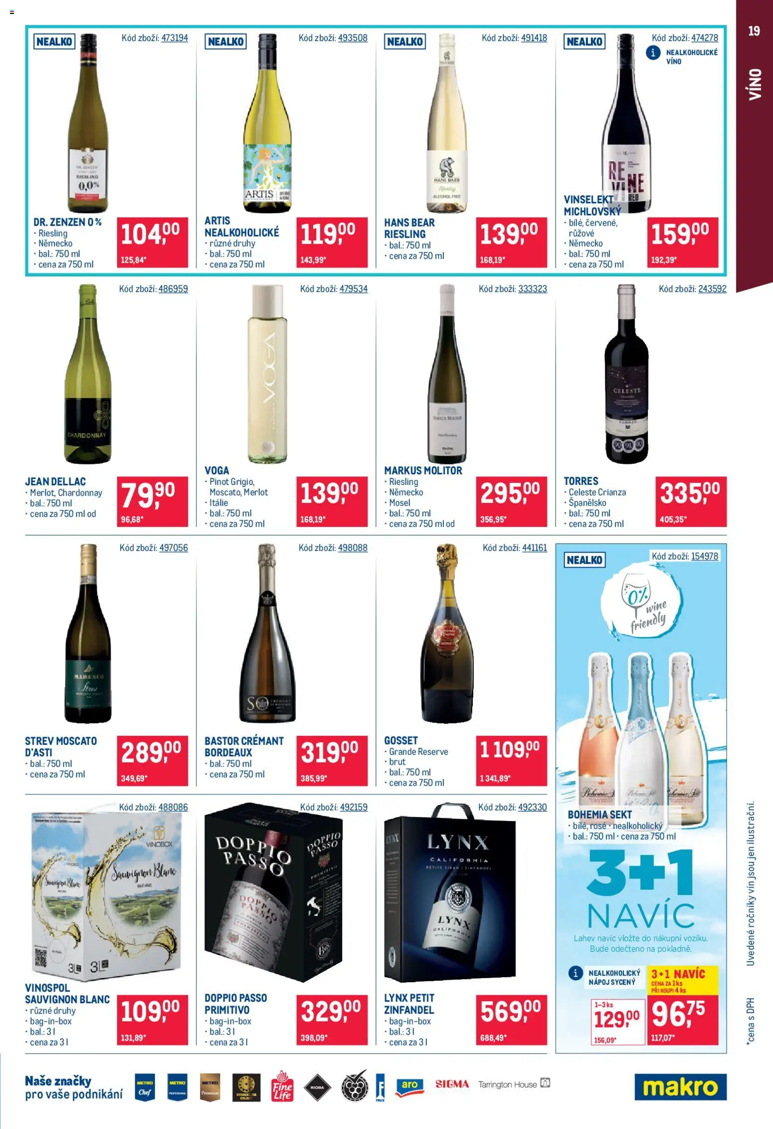 Makro leták - Gastronomie od 28.01.2026 | Strana: 19 | Produkty: Moscato, Primitivo, Sekt, Láhev