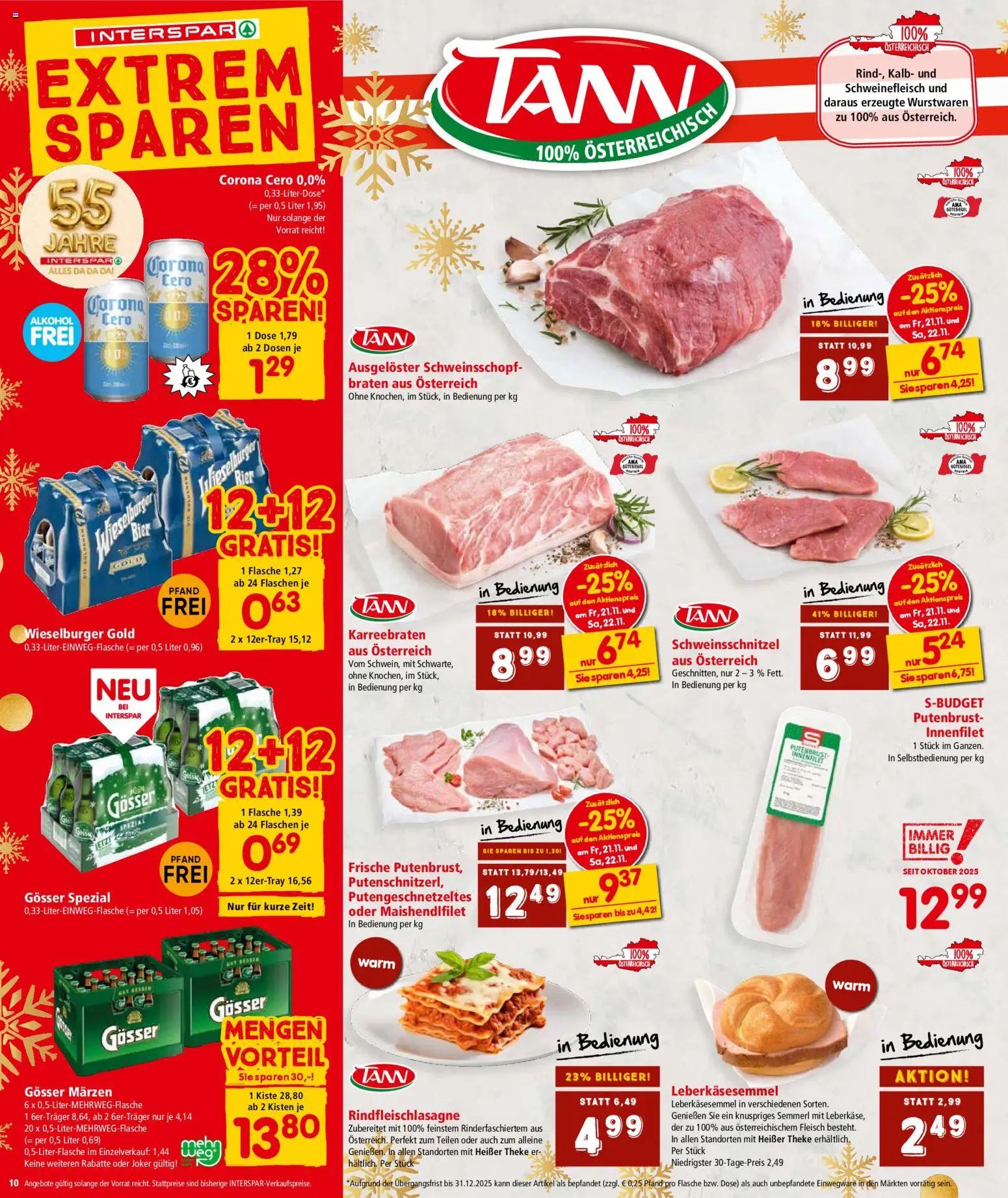 Interspar Flugblatt - Niederösterreich gültig ab 20.11.2025 | Seite: 11 | Produkte: Bier, Schweinefleisch