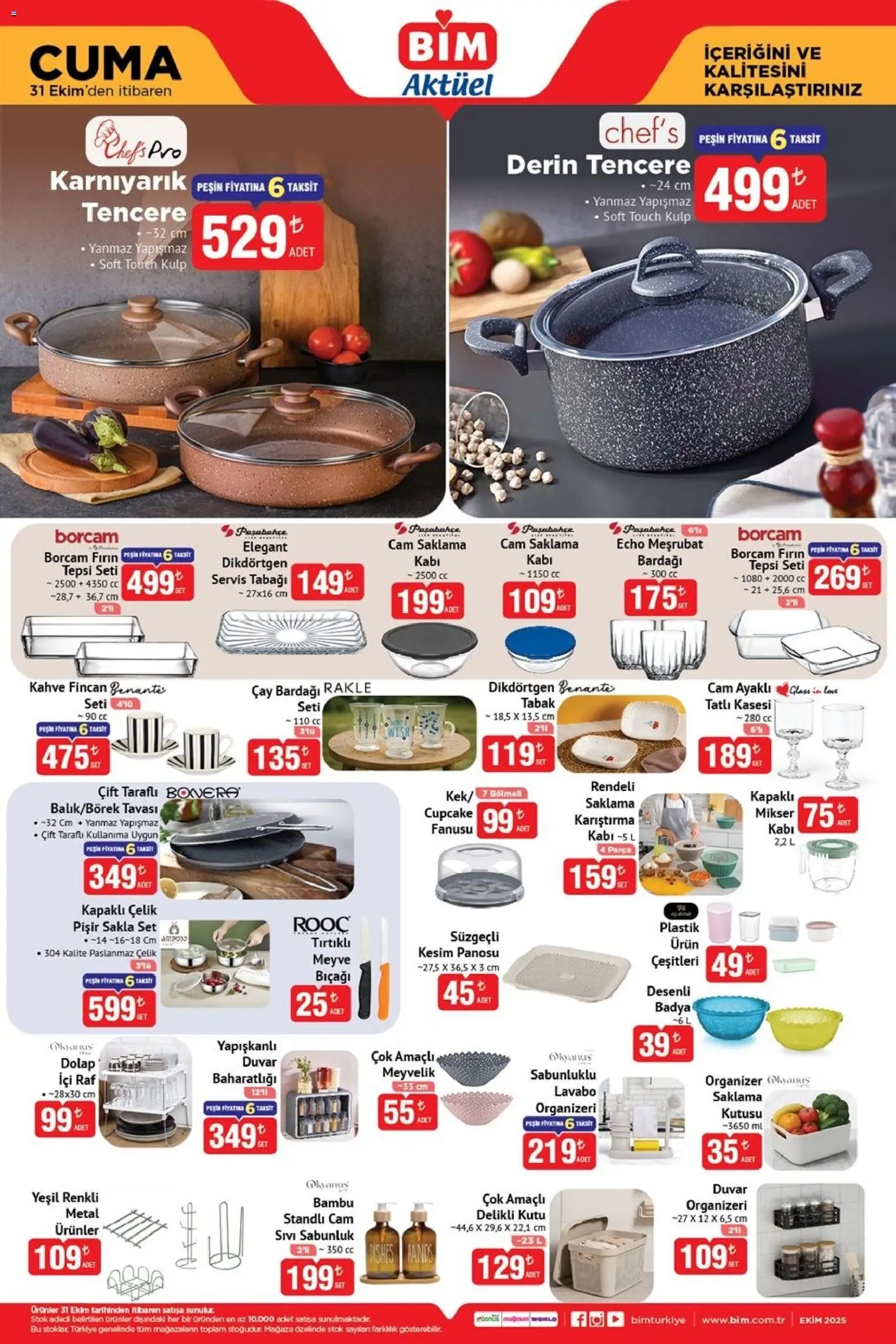 BİM Katalog Cuma - 31.10.2025 tarihinden itibaren geçerlidir | Sayfa: 2 | Ürünler: Çift taraflı, Meyve, Çay bardağı, Fırın