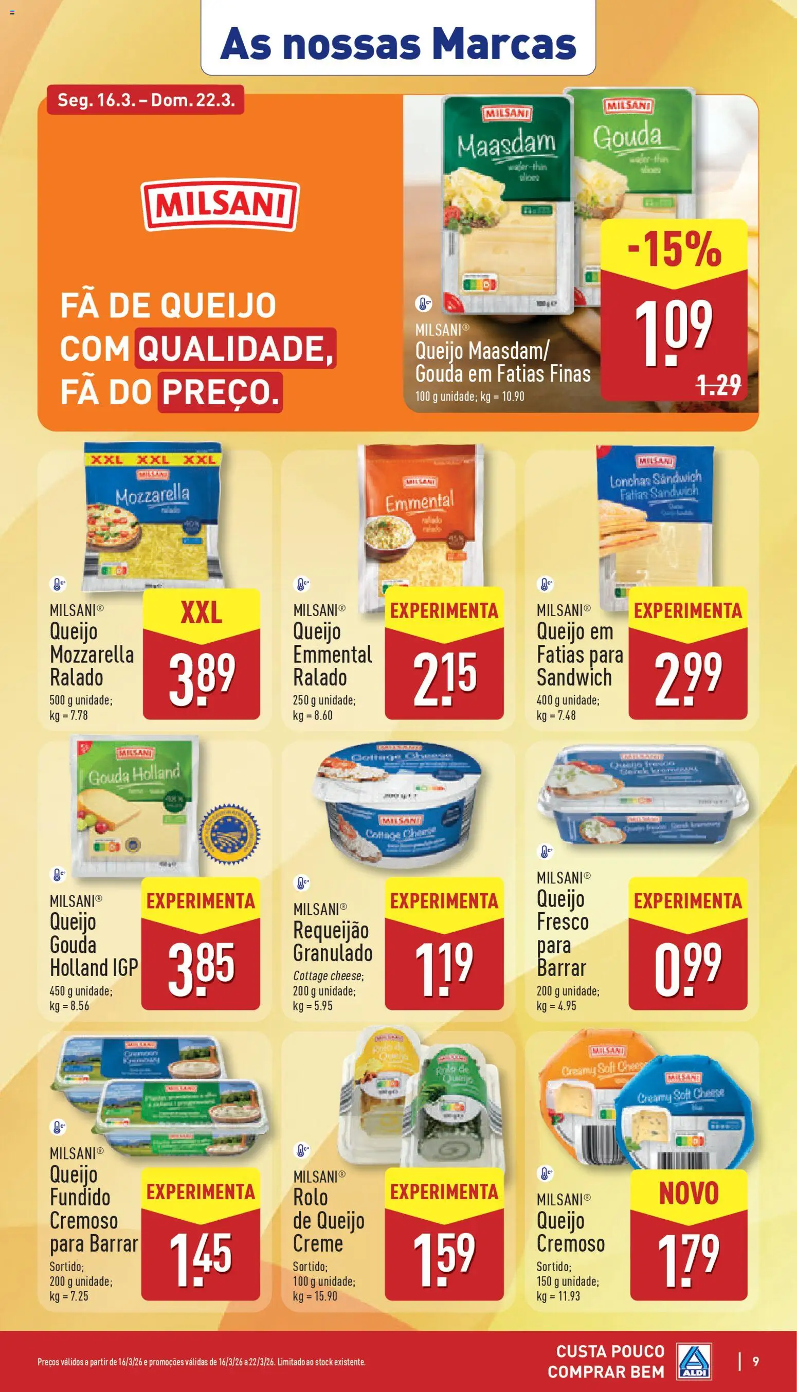 Aldi folheto │ válido de 16.03.2026 | Página: 9 | Produtos: Queijo, Requeijão, Creme