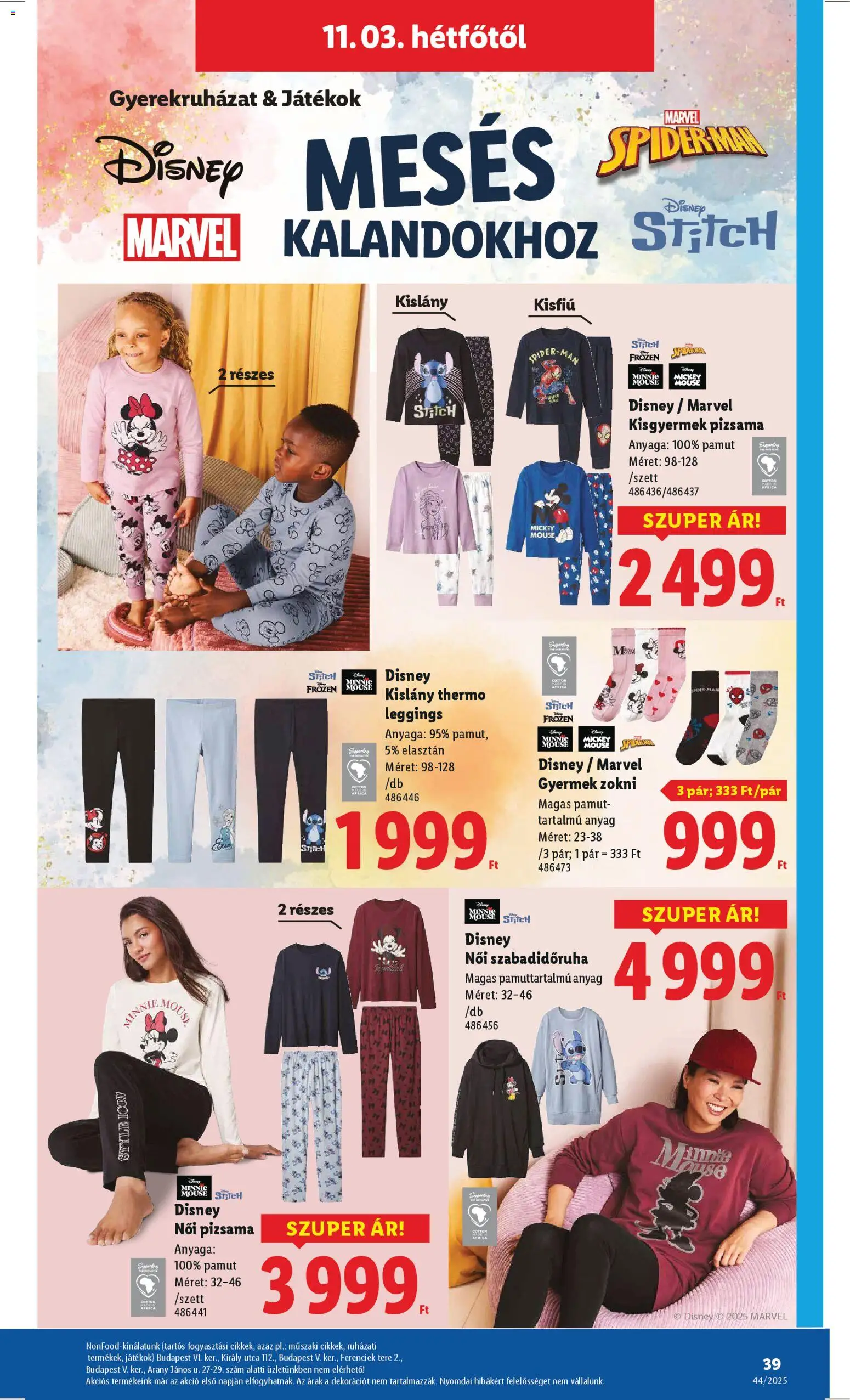 Lidl akciós ujság - amely érvényes a következő dátumtól: 30.10.2025 | Oldal: 39 | Termékek: Játékok, Női pizsama, Zokni, Pizsama