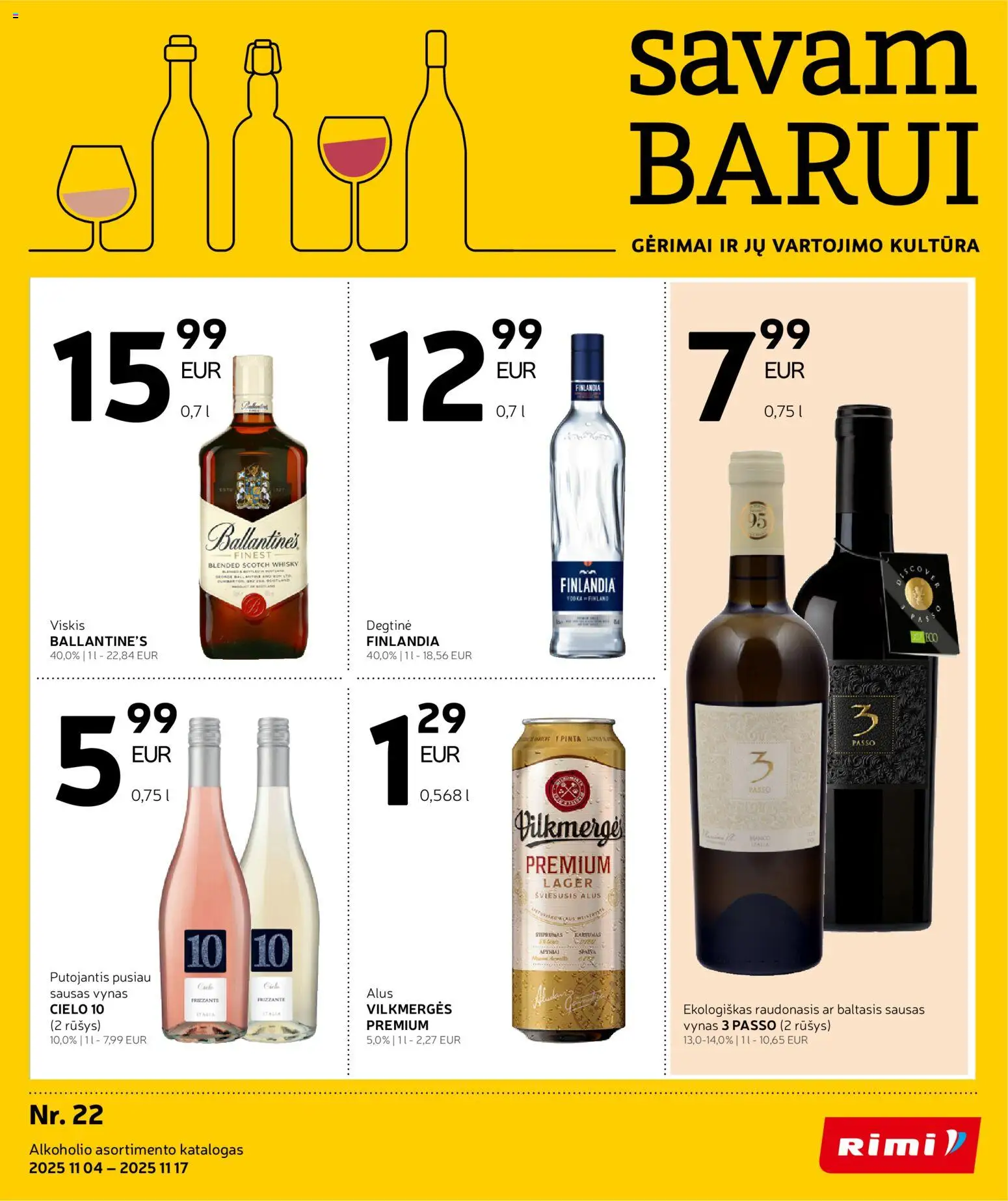Rimi akcijos nuo 04.11.2025 | Puslapis: 1 | Prekių: Degtinė, Viskis, Vynas, Alus
