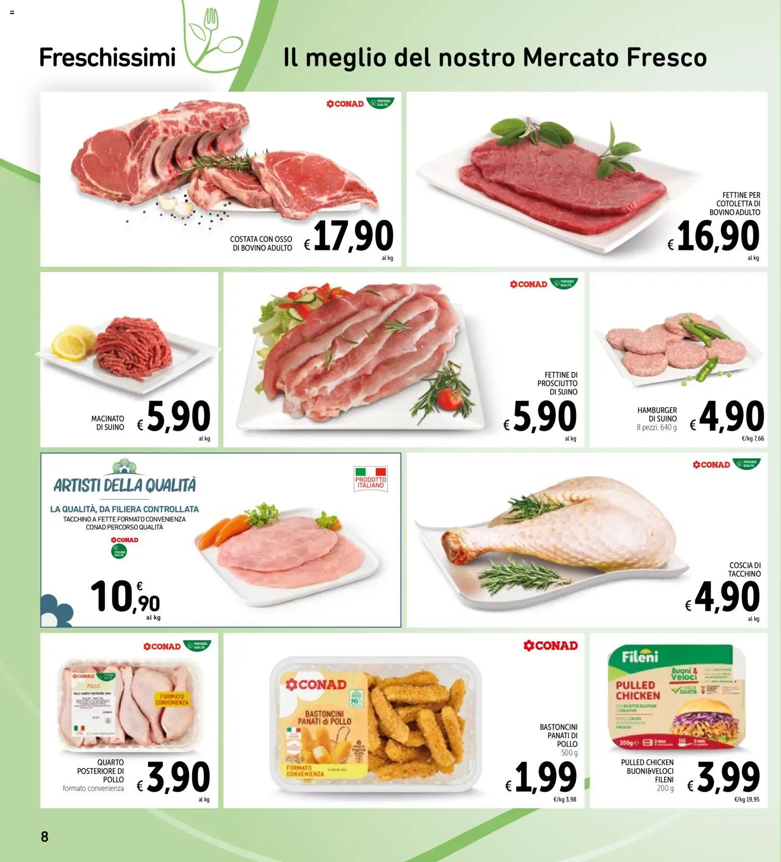 Volantino Spazio Conad del 13.03.2026 | Pagina: 8 | Prodotti: Pollo, Suino, Hamburger, Macinato