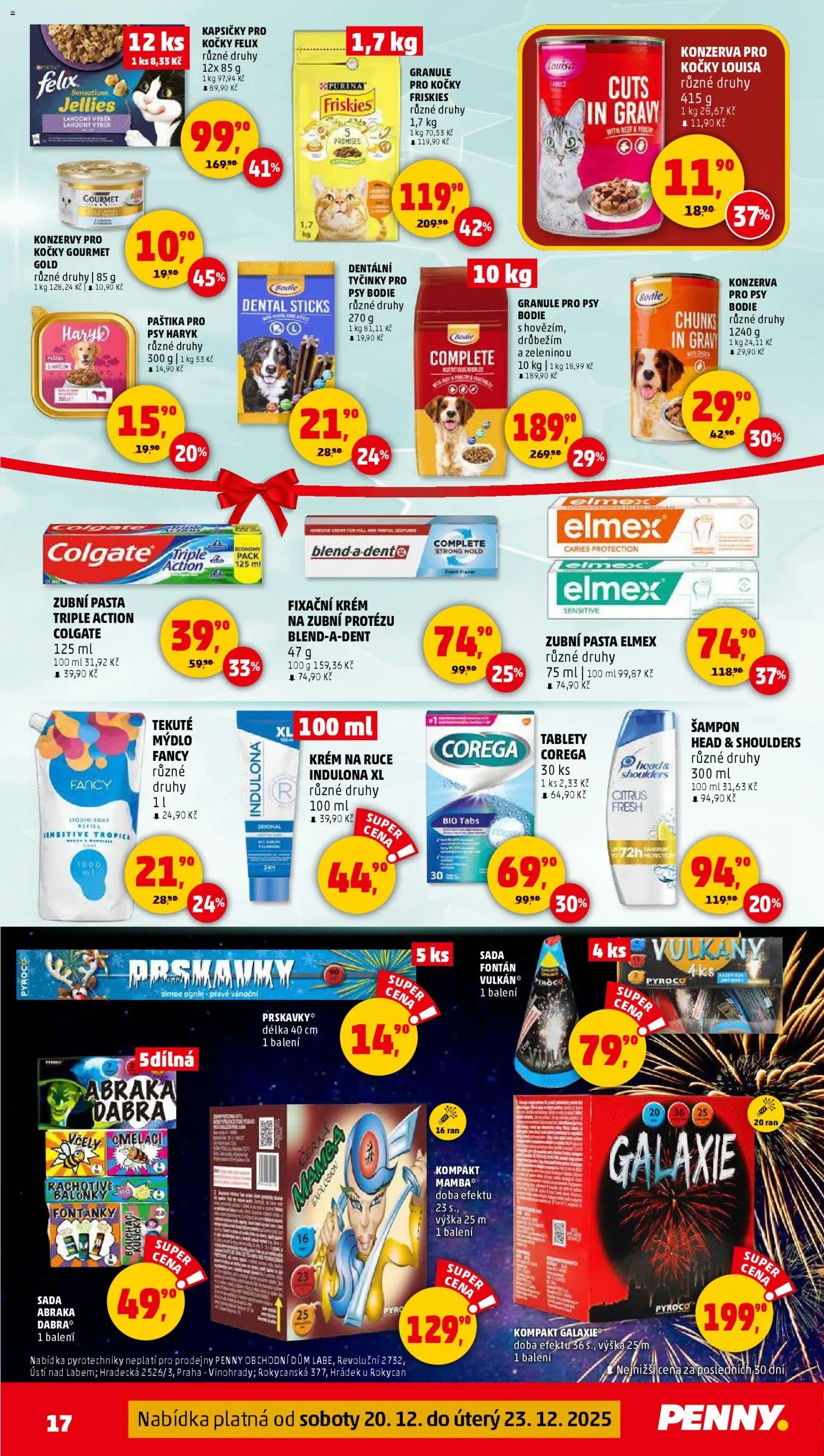 Penny Market leták - Čtvrtečník od 20.12.2025 | Strana: 17 | Produkty: Felix, Granule pro psy, Kapsičky pro kočky, Indulona