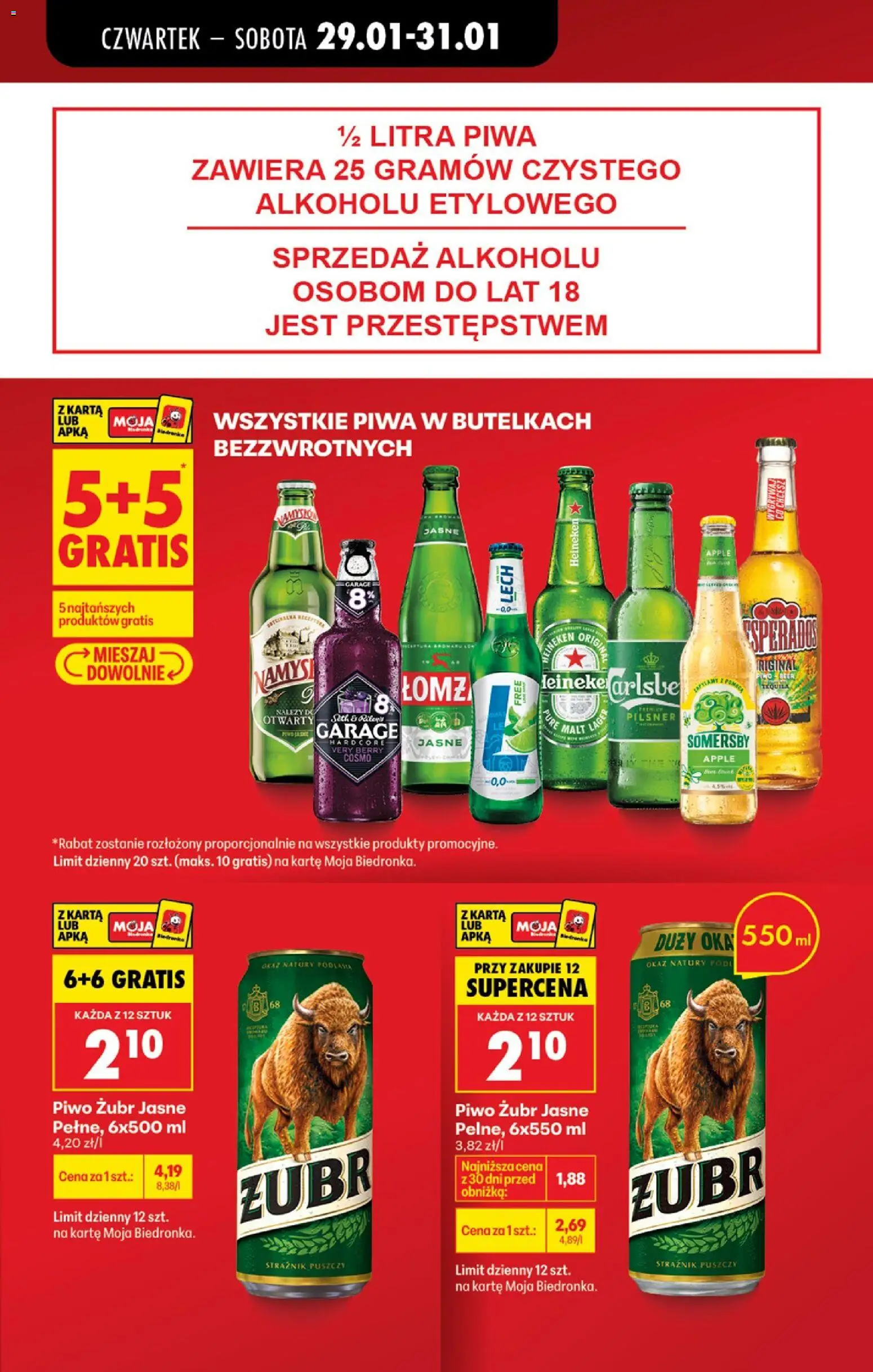 Biedronka gazetka - Oferta w tym tygodniu od 28.01.2026 | Strona: 14 | Produkty: Piwo żubr, Karta, Piwo Desperados, Heineken