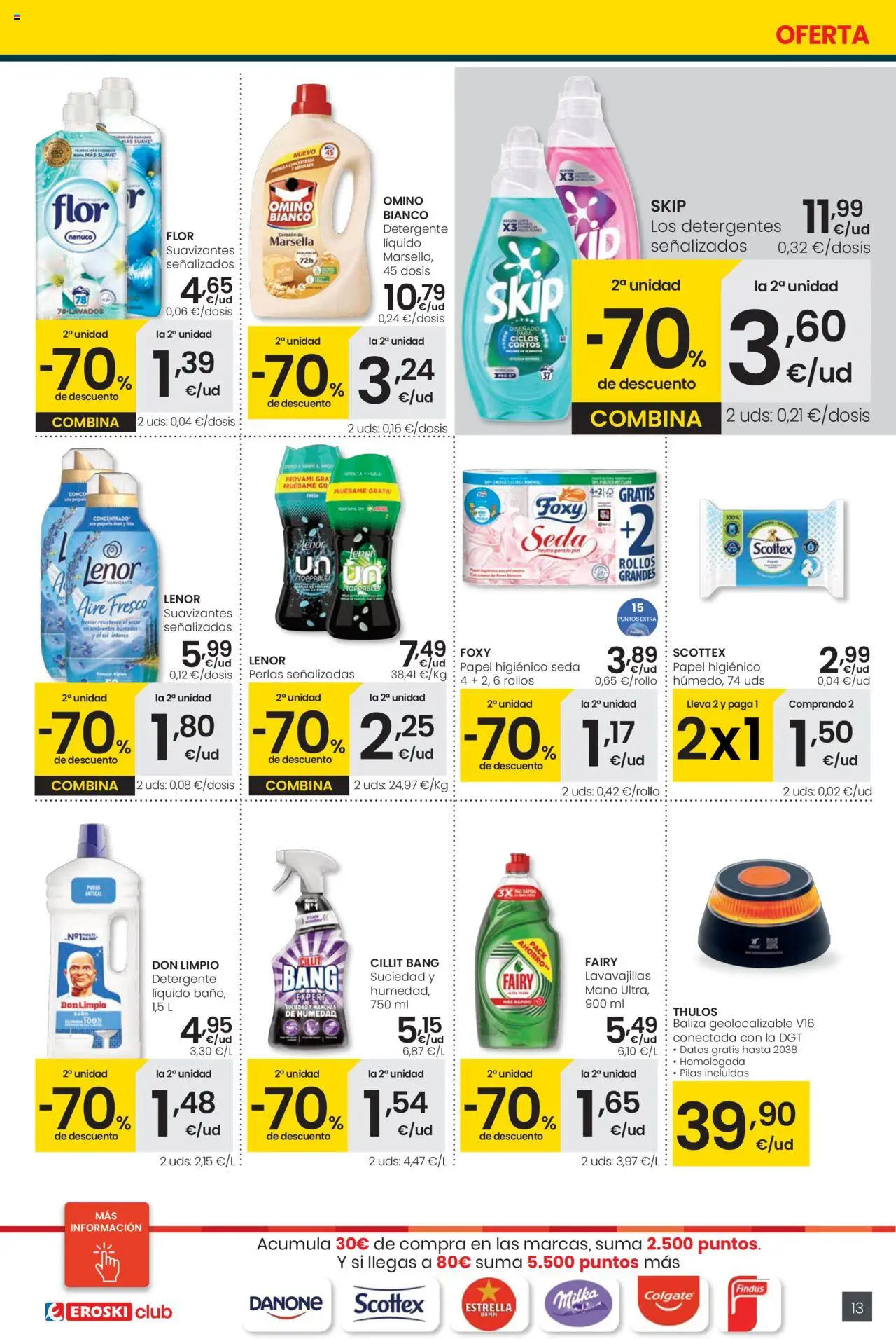 Eroski - Precio más bajo  │ válido desde el 02.10.2025 | Página: 13 | Productos: Detergente, Papel higienico, Ropa, Lavavajillas