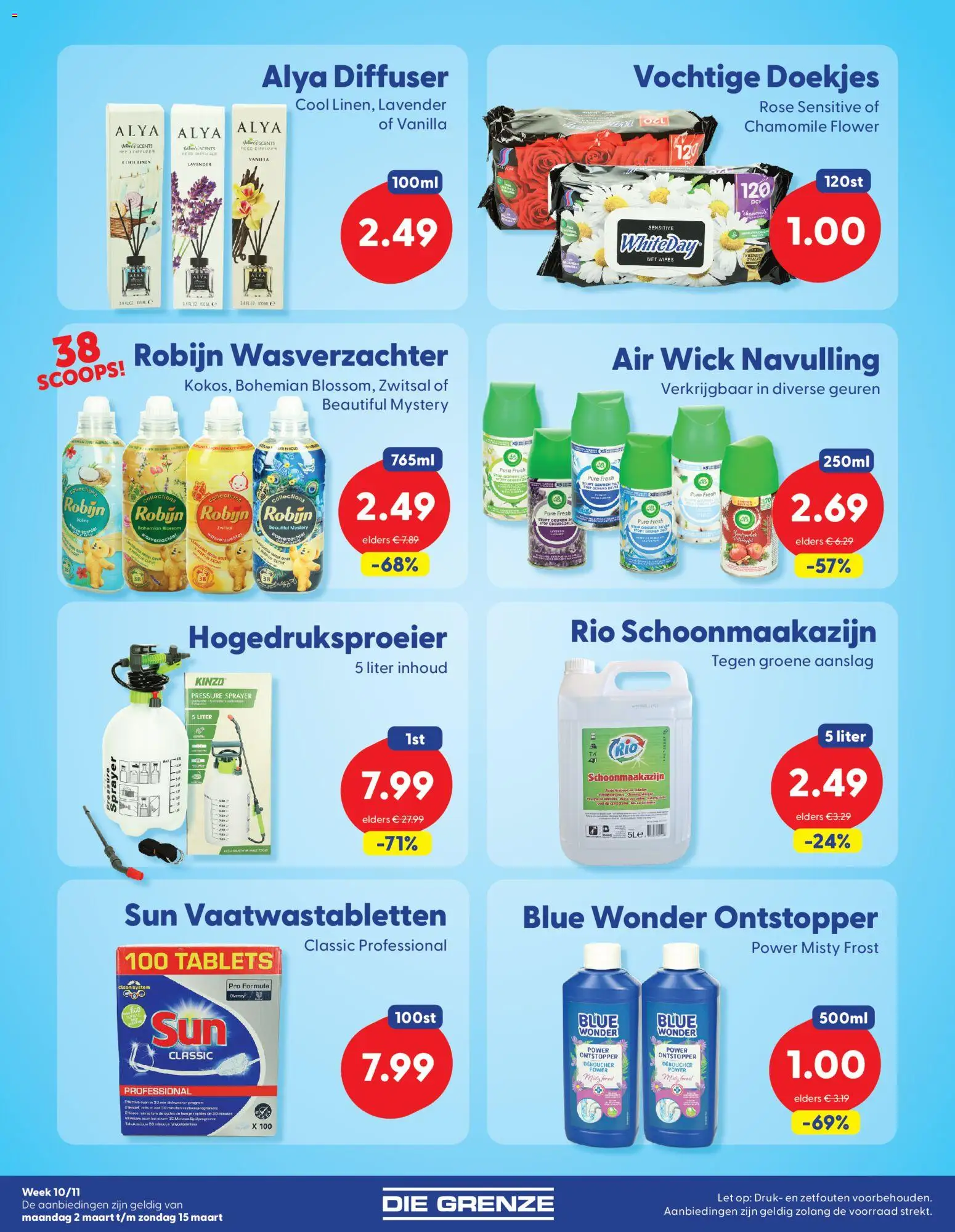 {H1} | Pagina: 9 | Producten: Wasverzachter, Robijn, Ostyalap, Geuren