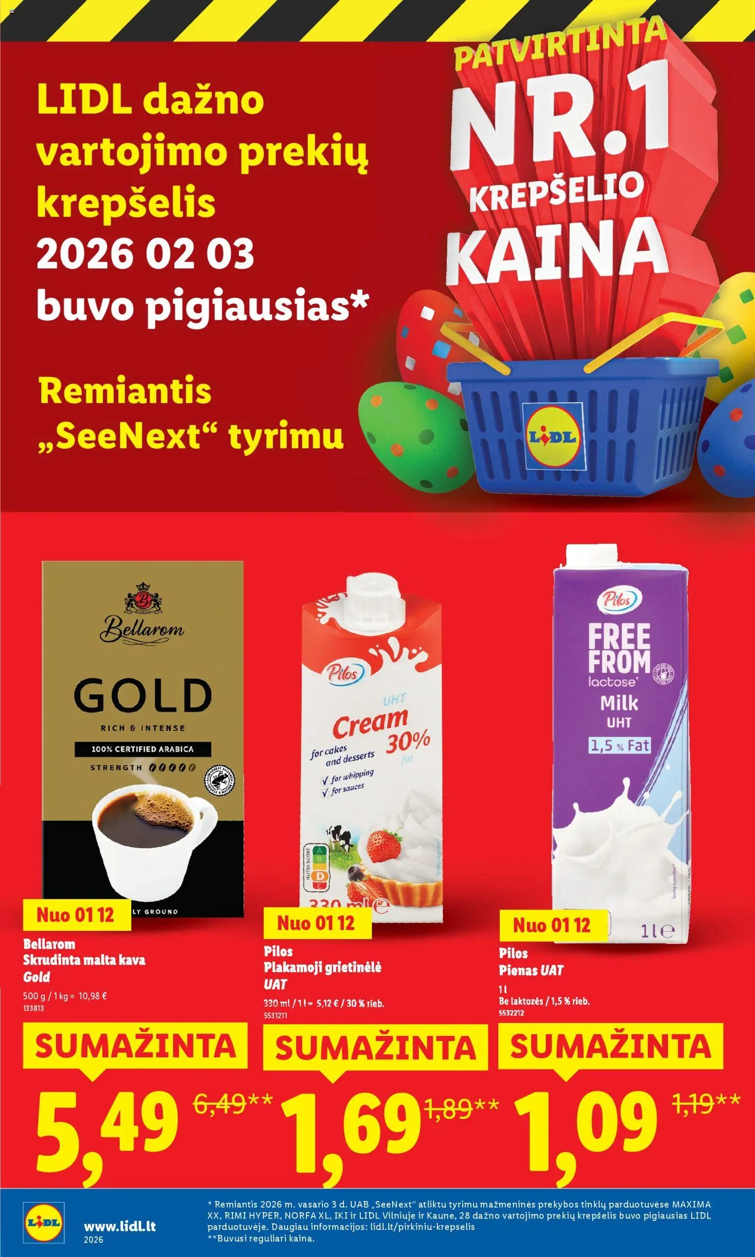 LIDL akcijos nuo 09.03.2026 | Puslapis: 36 | Prekių: Grietinėlė, Pienas, Kava, Krepšelis