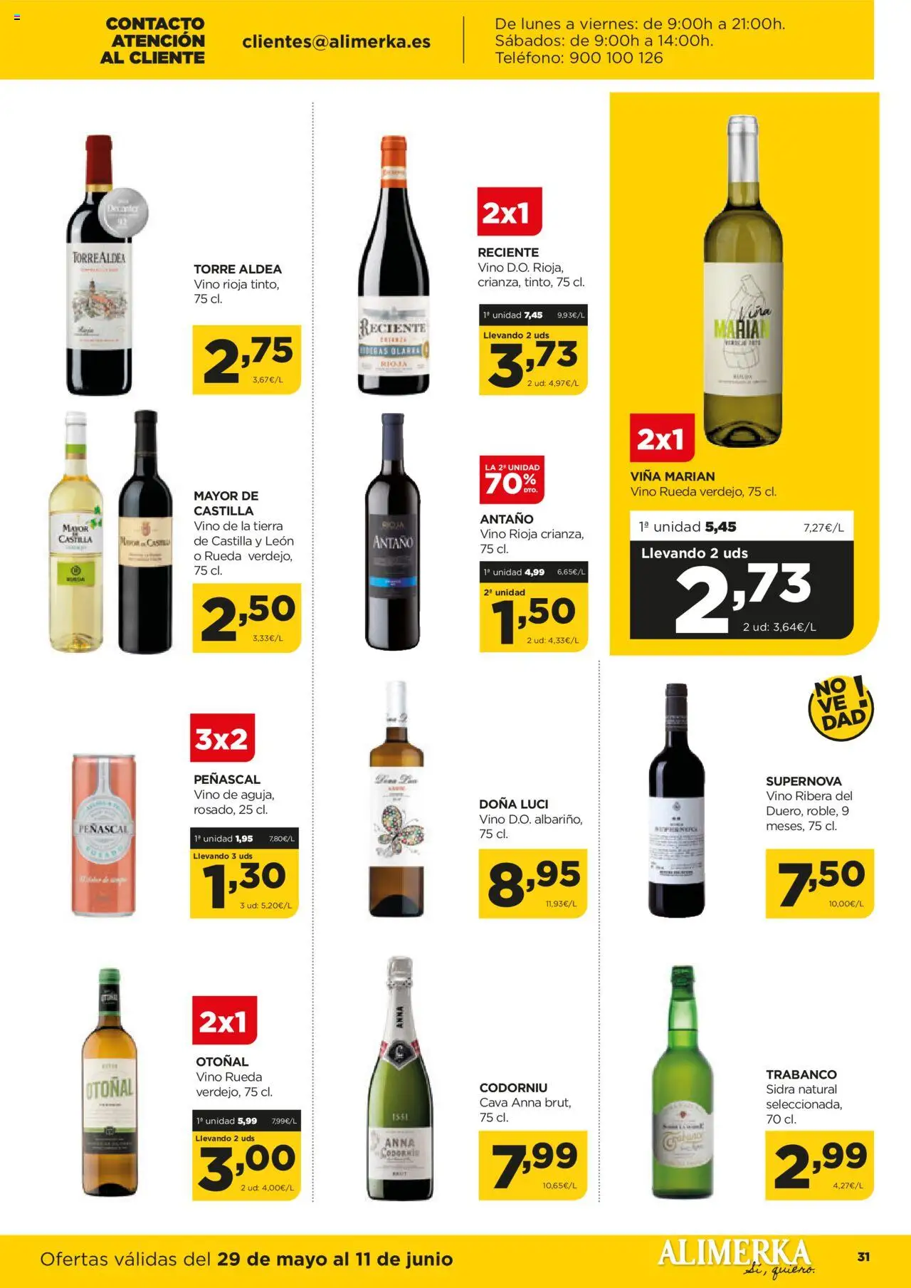 Alimerka folleto Castilla y León │ válido desde el 29.05.2025 | Página: 31 | Productos: Vino, Teléfono