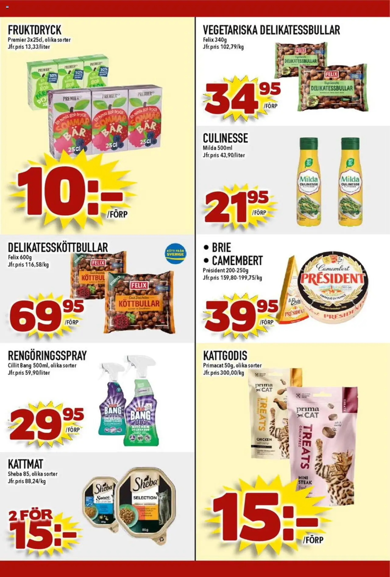 Matdax reklamblad aktuell från 23.06.2025 | Sida: 19 | Produkter: Köttbullar, Cillit bang, Camembert, Kattmat