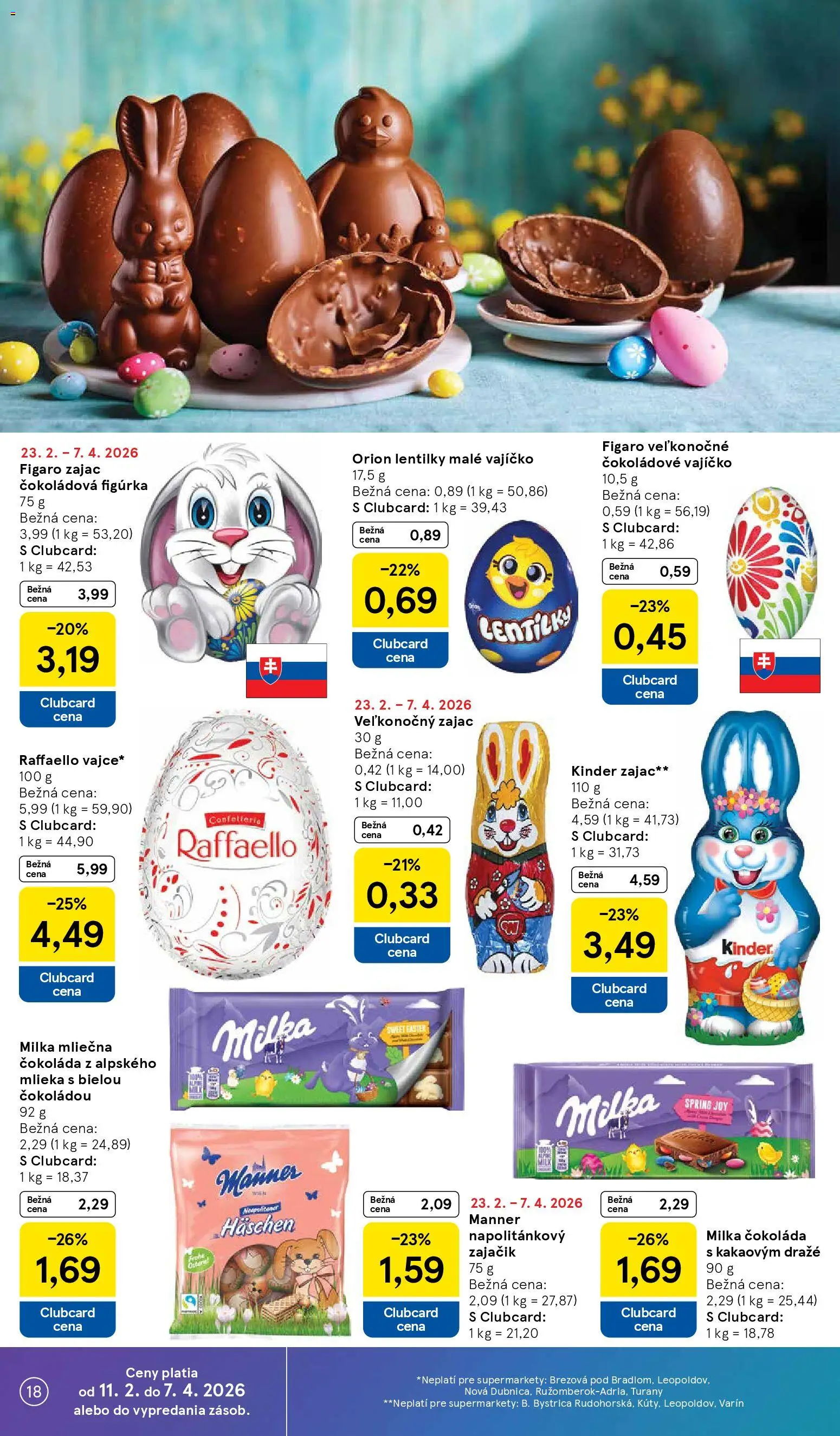 Nové Tesco akcie – leták je platný od 25.02.2026 | Strana: 18 | Produkty: Kinder, Čokoláda, Milka