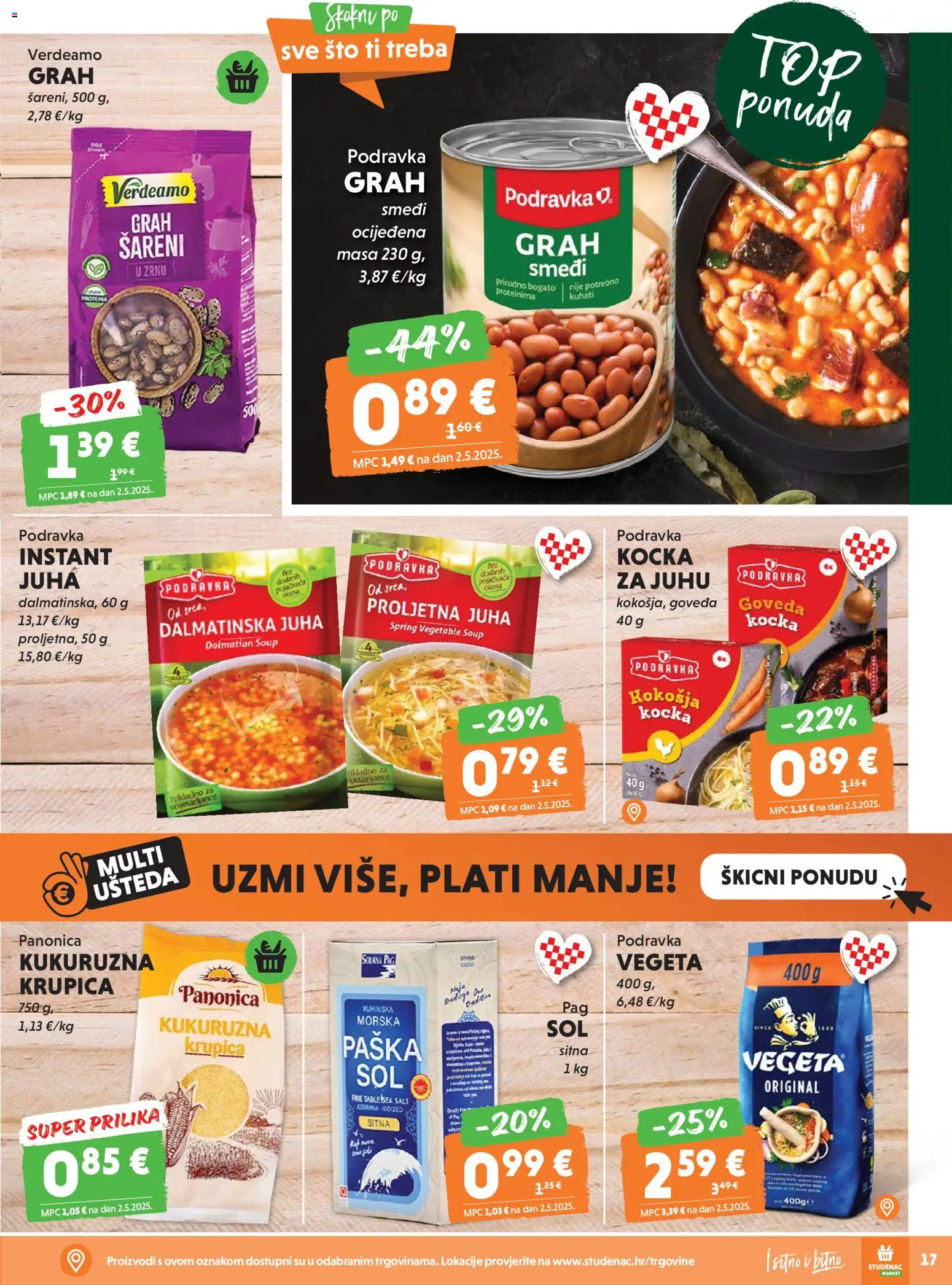 Studenac katalog | vrijedi od 18.03.2026 | Stranica: 17 | Proizvodi: Grah, Podravka, Juha, Vegeta