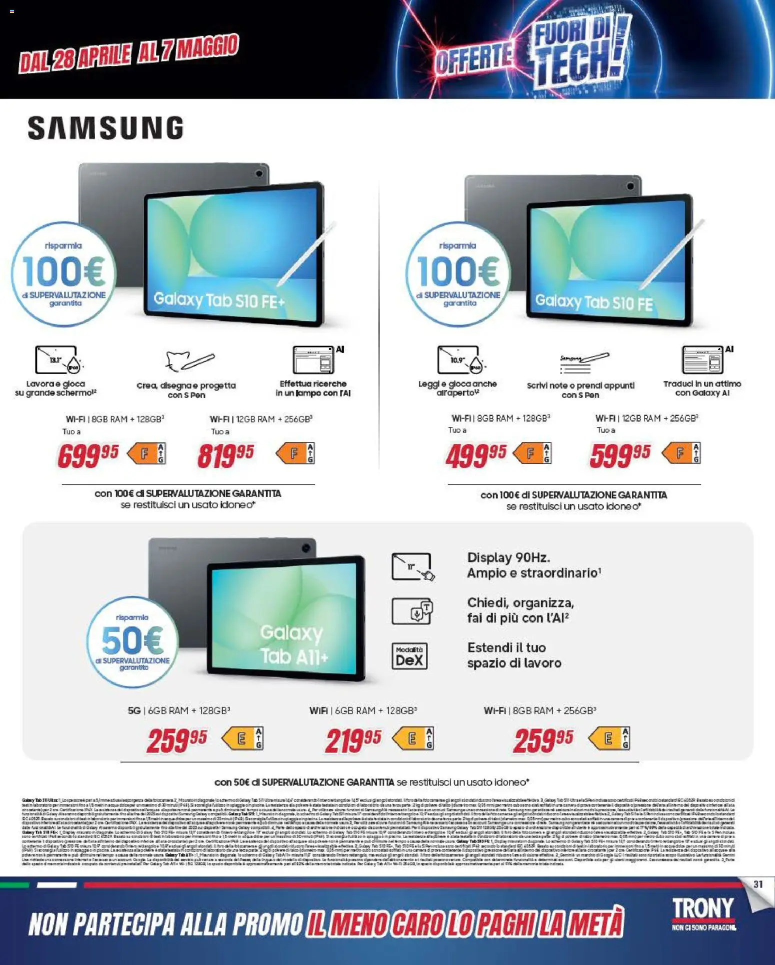 Volantino Trony del 28.04.2026 | Pagina: 31 | Prodotti: Samsung