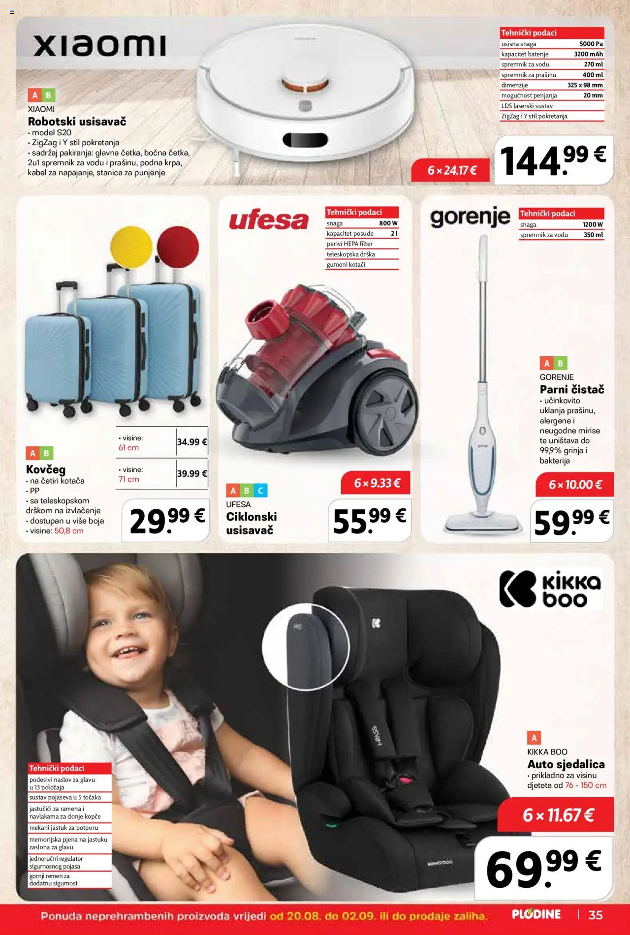 Plodine katalog | vrijedi od 20.08.2025 | Stranica: 35 | Proizvodi: Usisavač, Jastuk, Baterije, Kabel