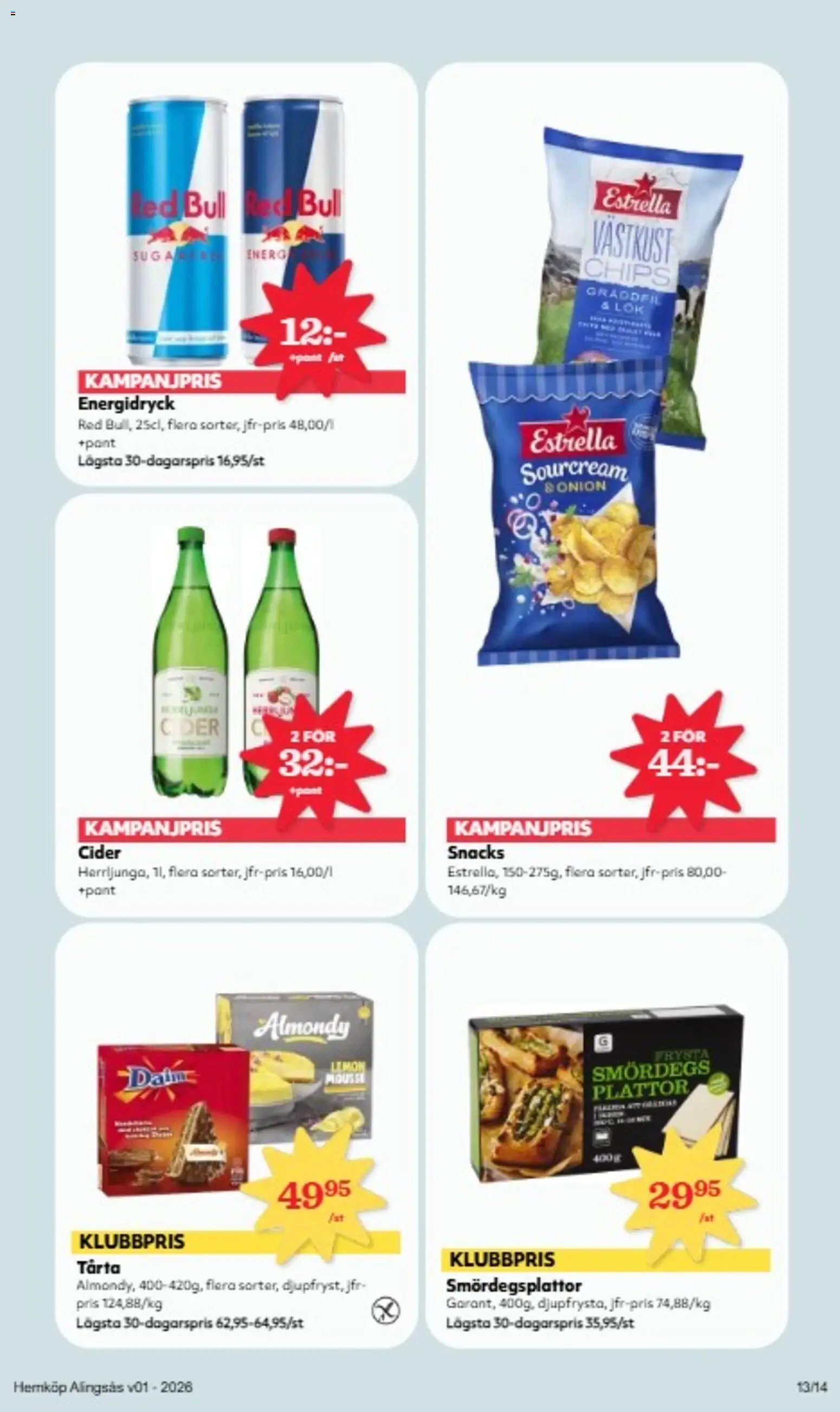 Hemköp reklamblad aktuell från 29.12.2025 | Sida: 13 | Produkter: Mousse, Red bull, Chips, Energidryck