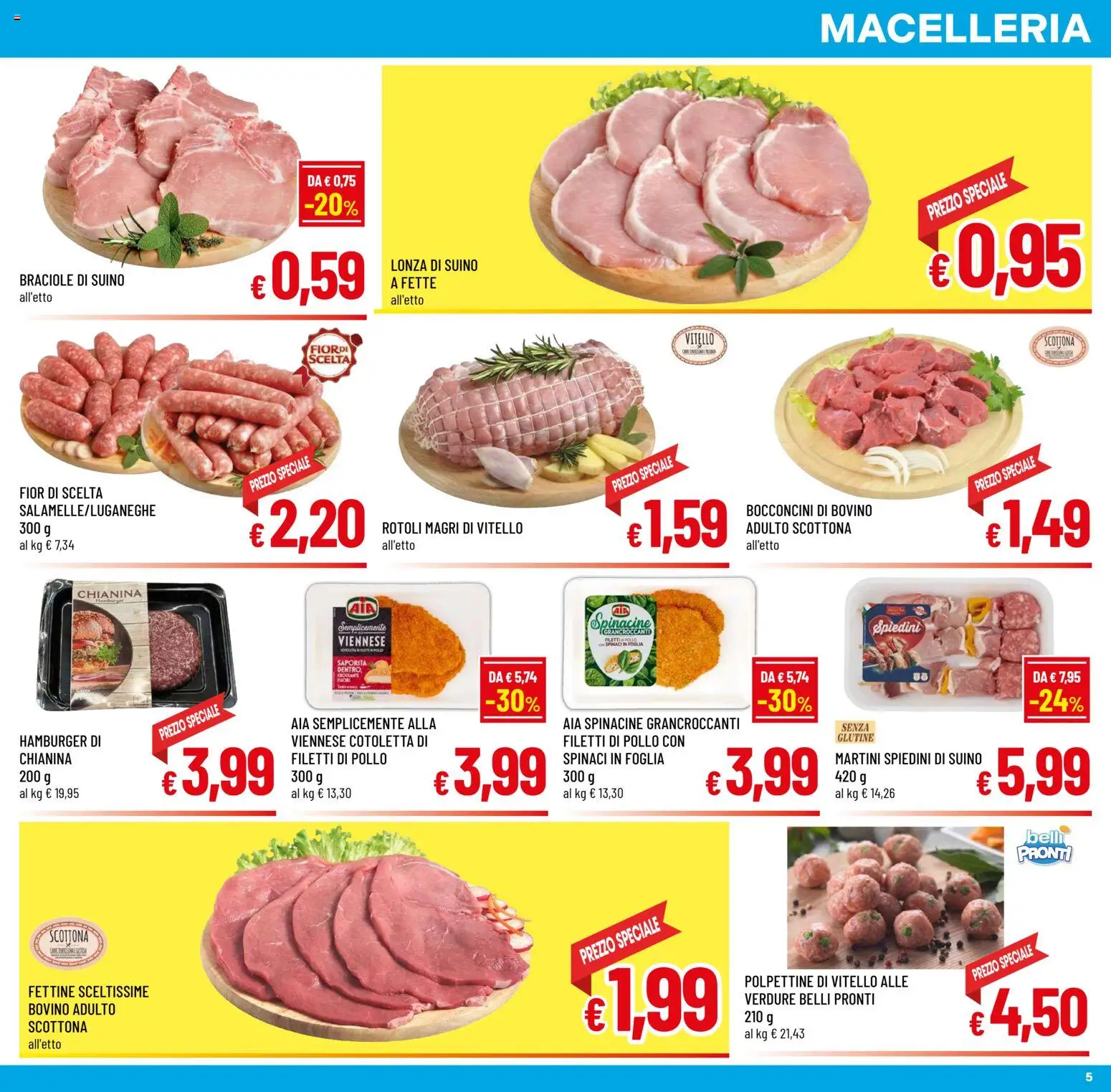 Volantino A&O del 10.11.2025 | Pagina: 5 | Prodotti: Pollo, Suino, Spinaci, Hamburger