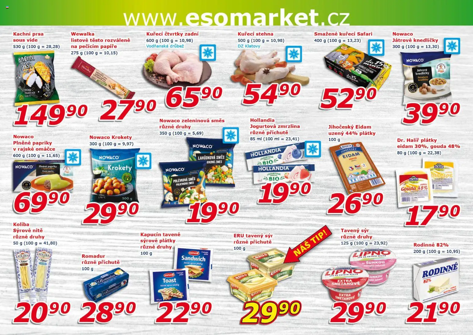 Eso market leták od 04.03.2026 | Strana: 4 | Produkty: Krokety, Sous vide, Listové těsto rozválené, Kuřecí stehna